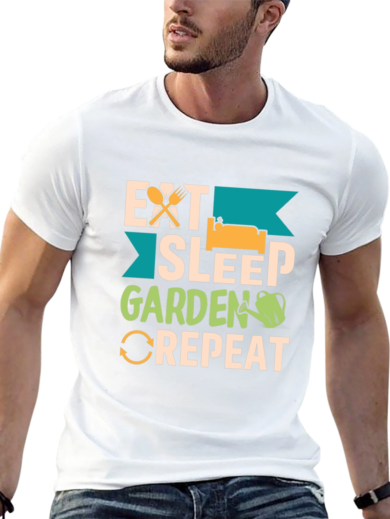 Black Eat Sleep Garden Repeat Graphic T-Shirt view 13