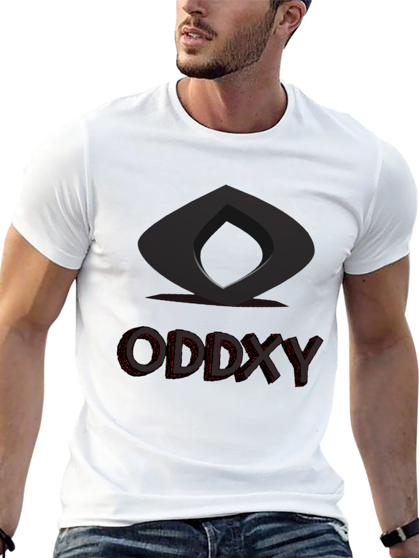 Black Modern Graphic T-Shirt - Oddxy Design Black Tee view 13