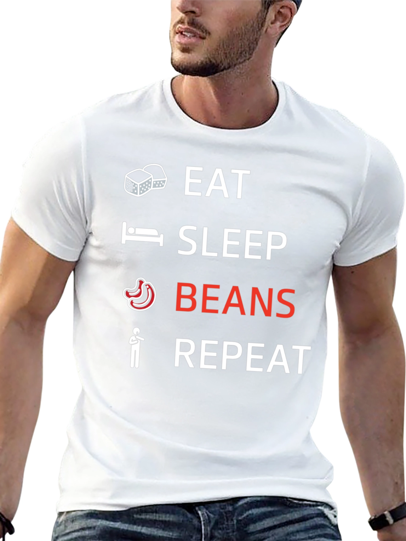 Black Eat Sleep Beans Repeat Graphic Tee view 13