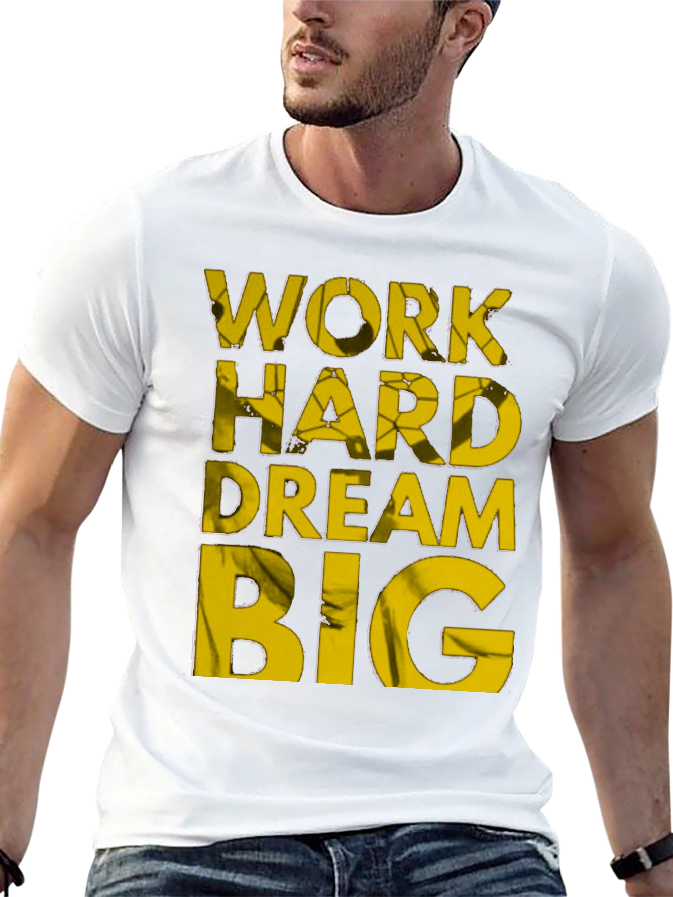 Black Motivational Work Hard Dream Big T-Shirt view 13