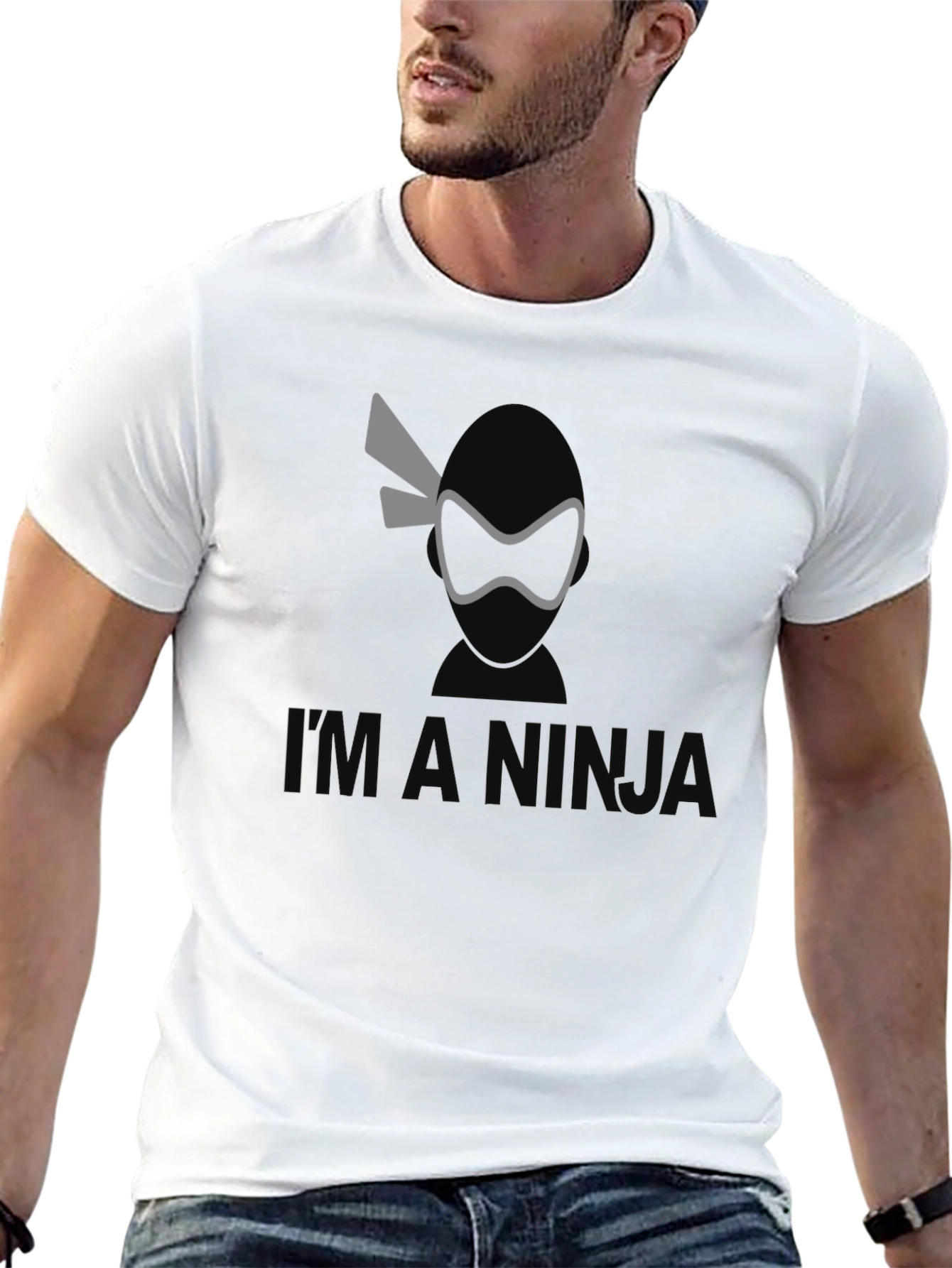Black I'm a Ninja Graphic Tee - Black Short Sleeve T-Shirt view 13