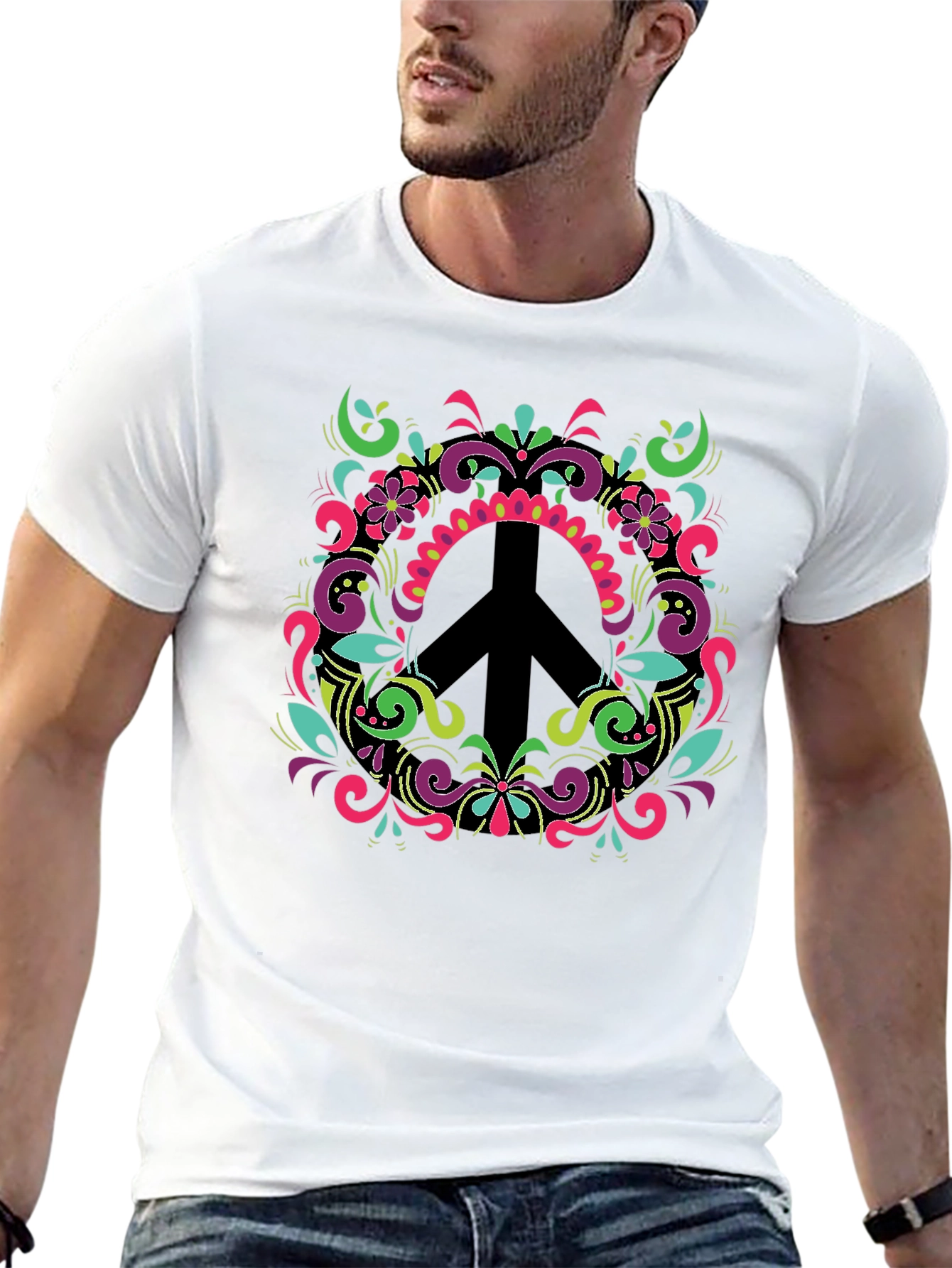 Black Groovy Peace Sign T-Shirt view 13