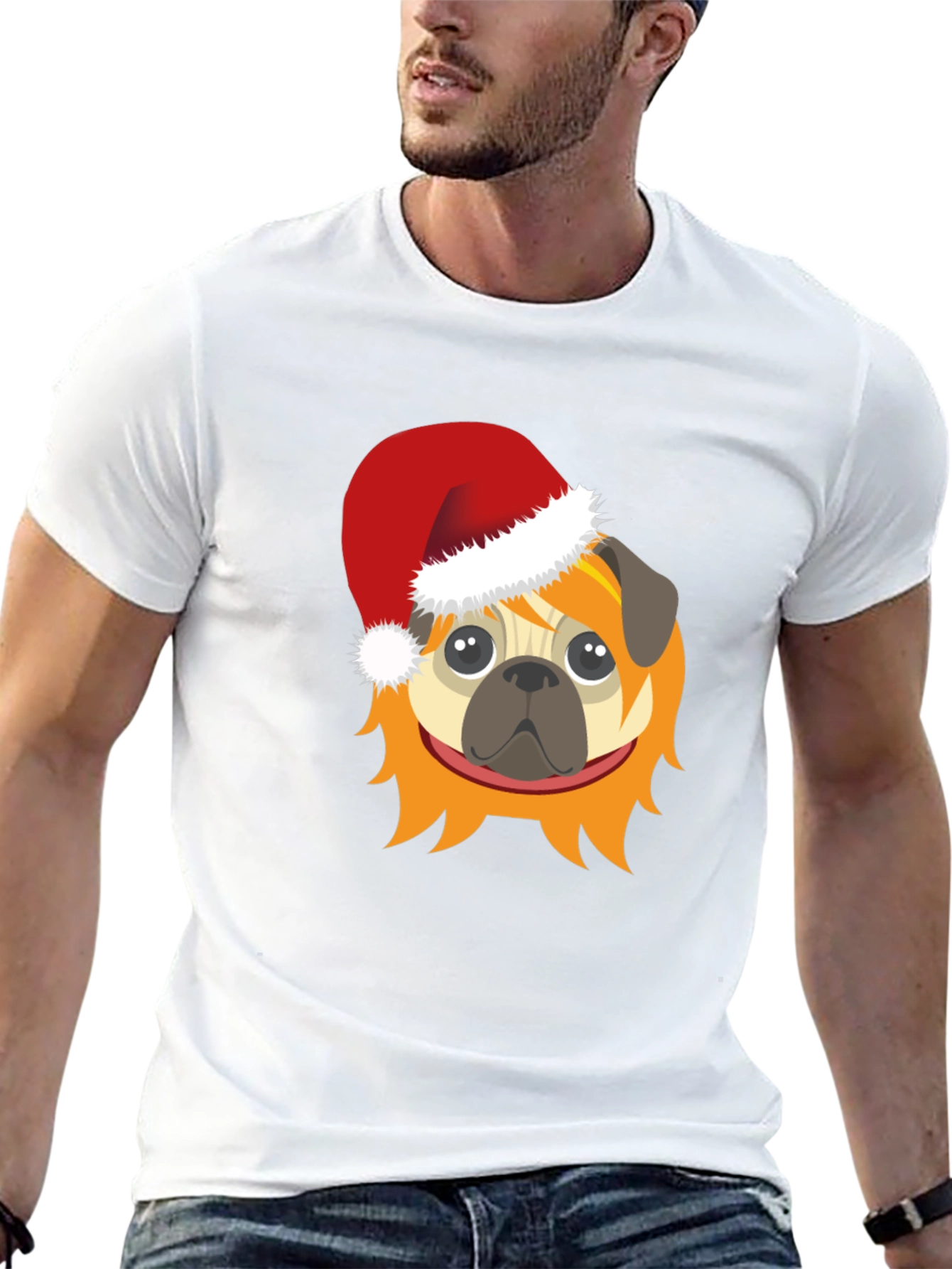Black Festive Pug T-Shirt - Holiday Cheer view 13