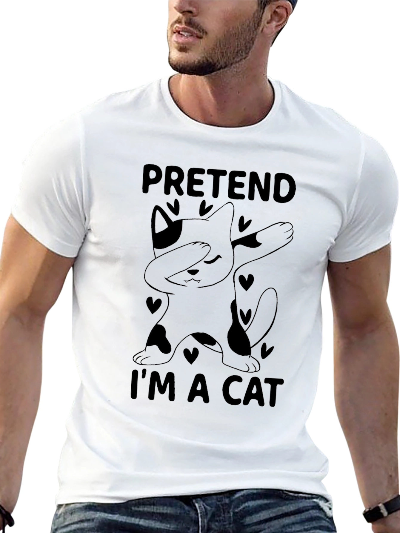 Black Pretend I'm A Cat T-Shirt Dab Dance view 13