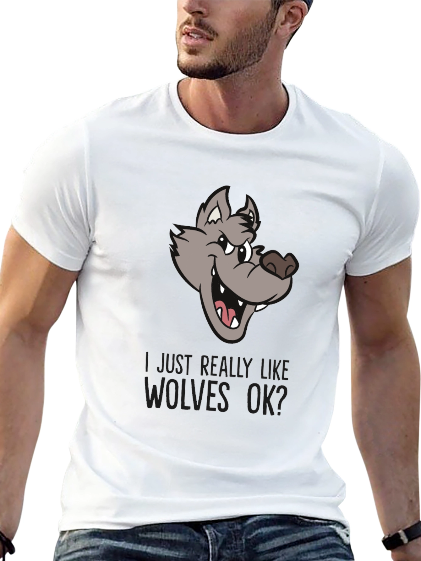 Black Wolf Lover Graphic Tee - "I Just Really Like Wolves OK?" view 13