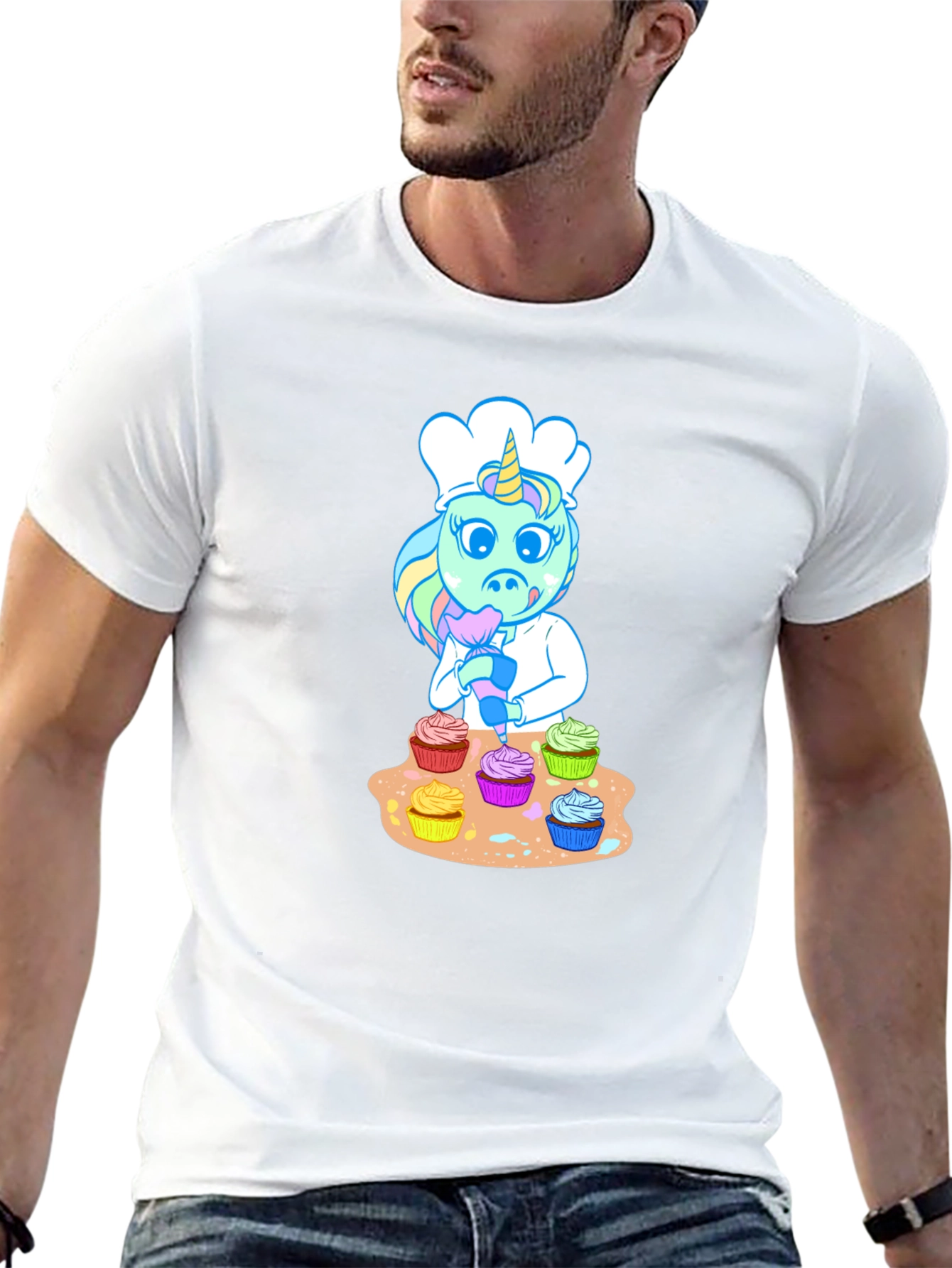 Black Unicorn Chef Cupcake T-Shirt view 13