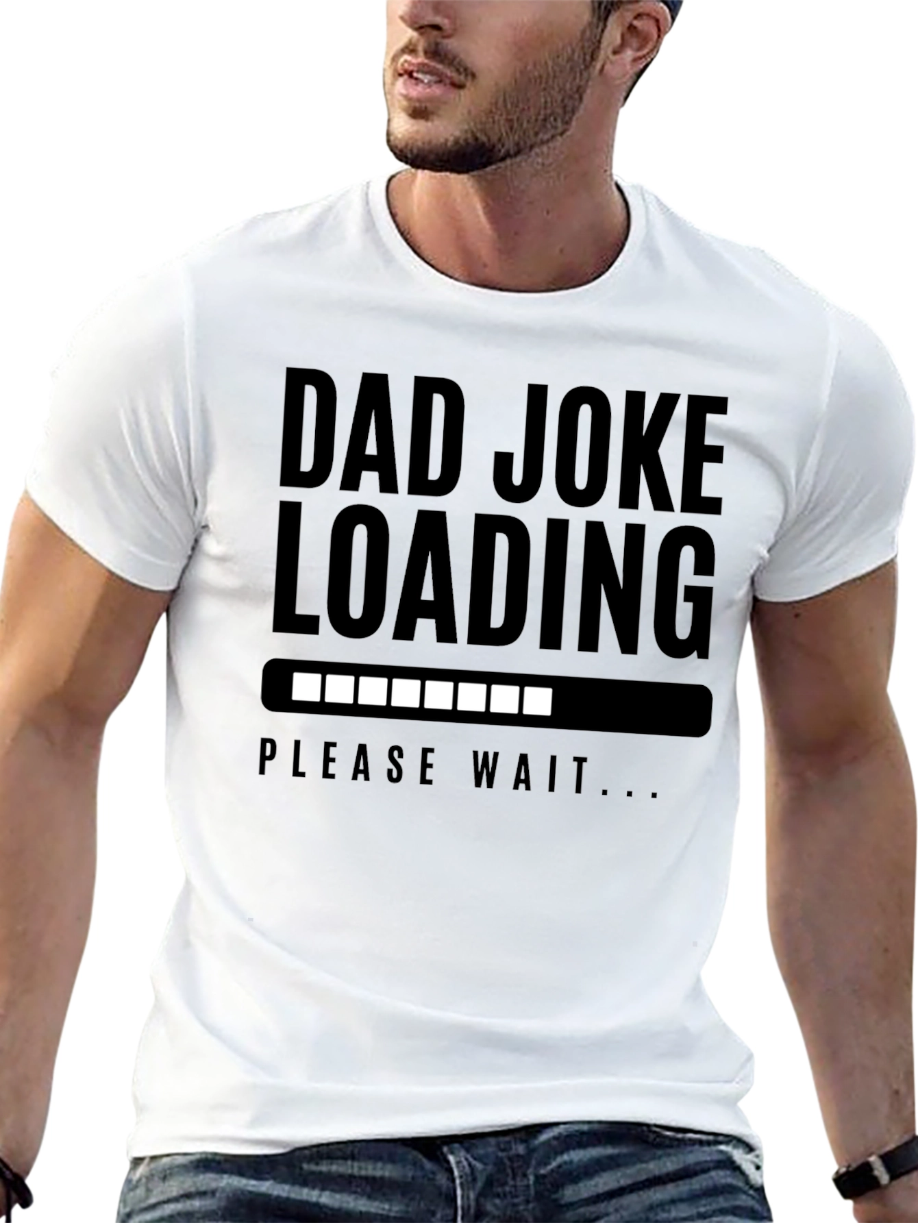Black Dad Joke Loading T-Shirt - Humorous Father's Day Tee view 13