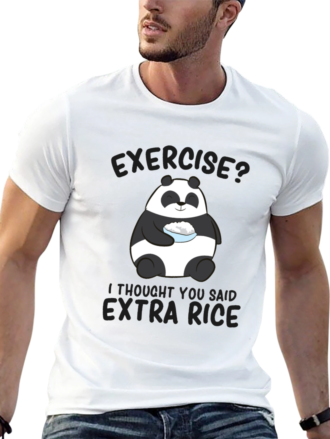 Black Exercise? Extra Rice Panda Graphic T-Shirt view 13