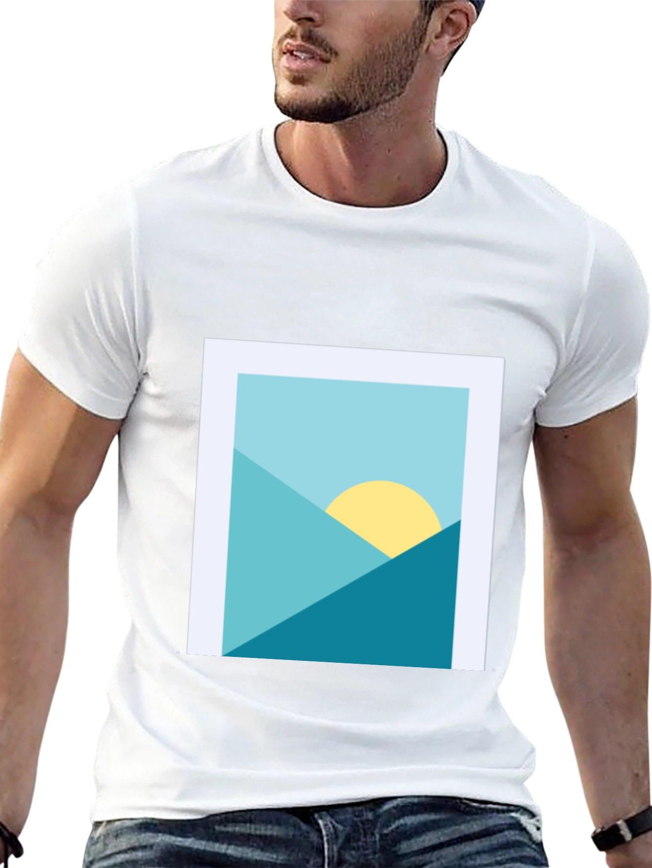 Black Geometric Landscape Graphic Tee - Modern Art Shirt view 13