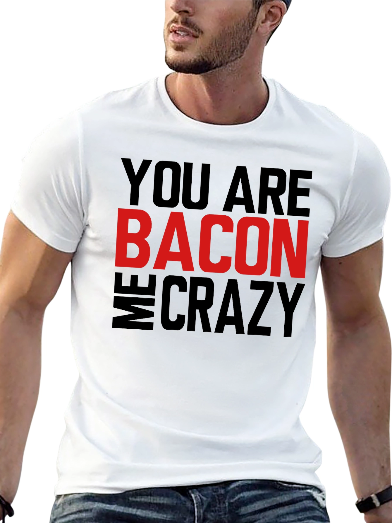 Black Bacon Makes Me Crazy Men's T-Shirt view 13