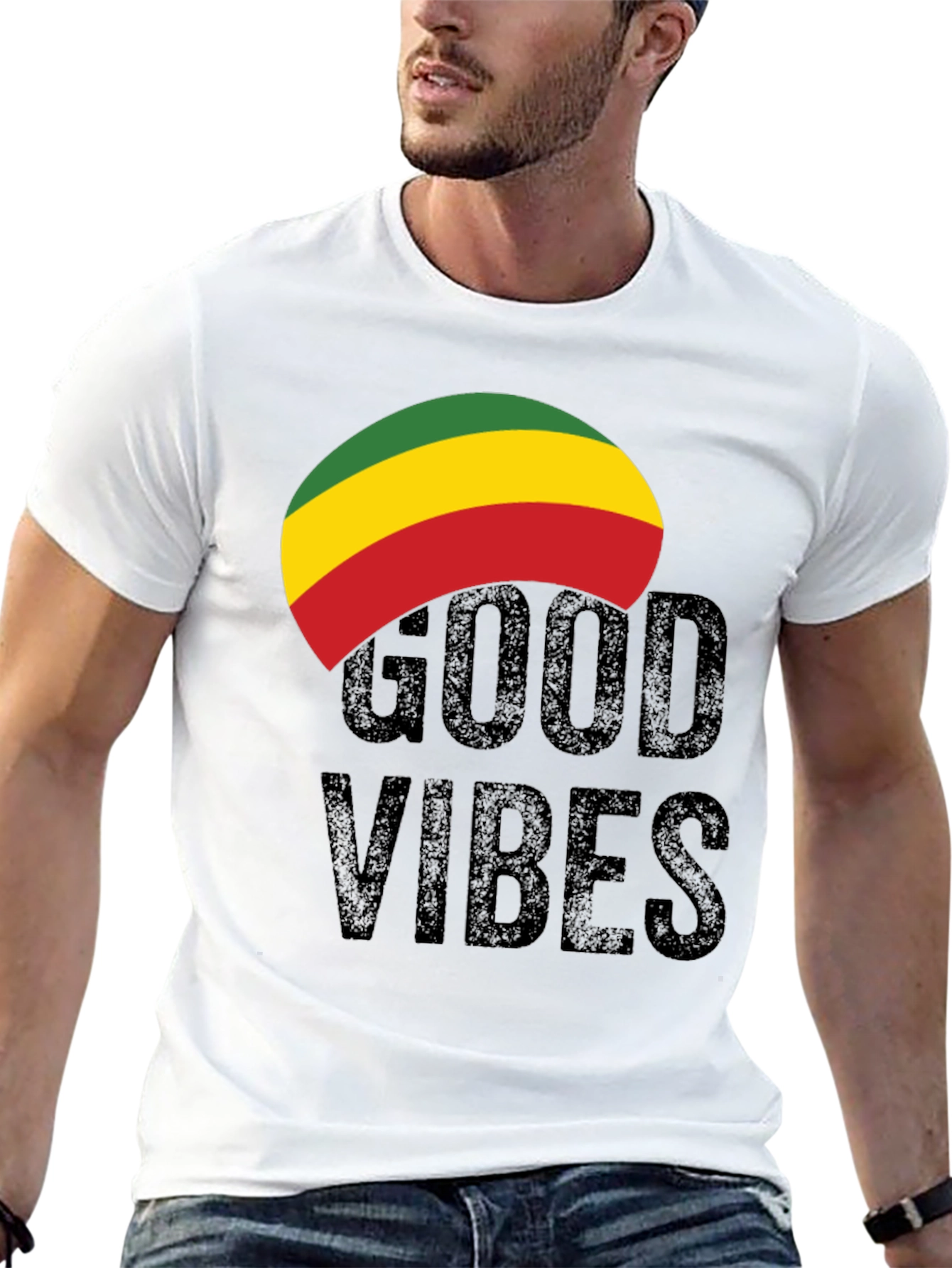 Black Rasta Good Vibes Graphic Tee - Black view 13
