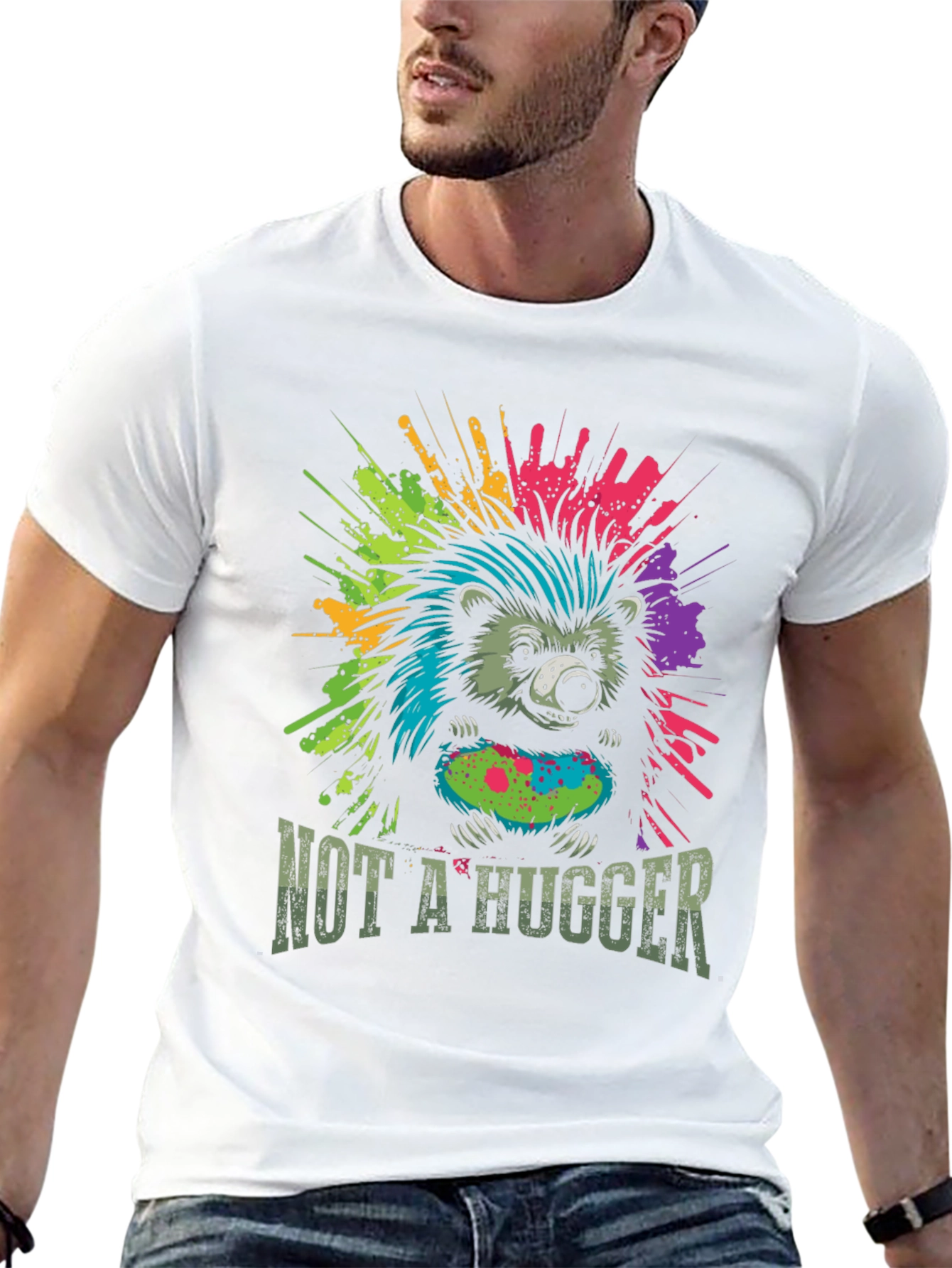 Black Not A Hugger Hedgehog Graphic Tee view 13