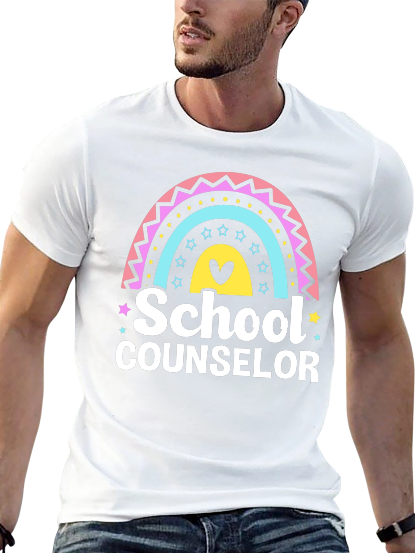 Black School Counselor Rainbow Graphic T-Shirt view 13