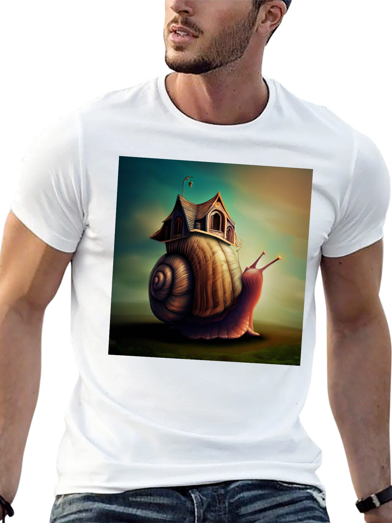 Black Whimsical Snail House Tee view 13