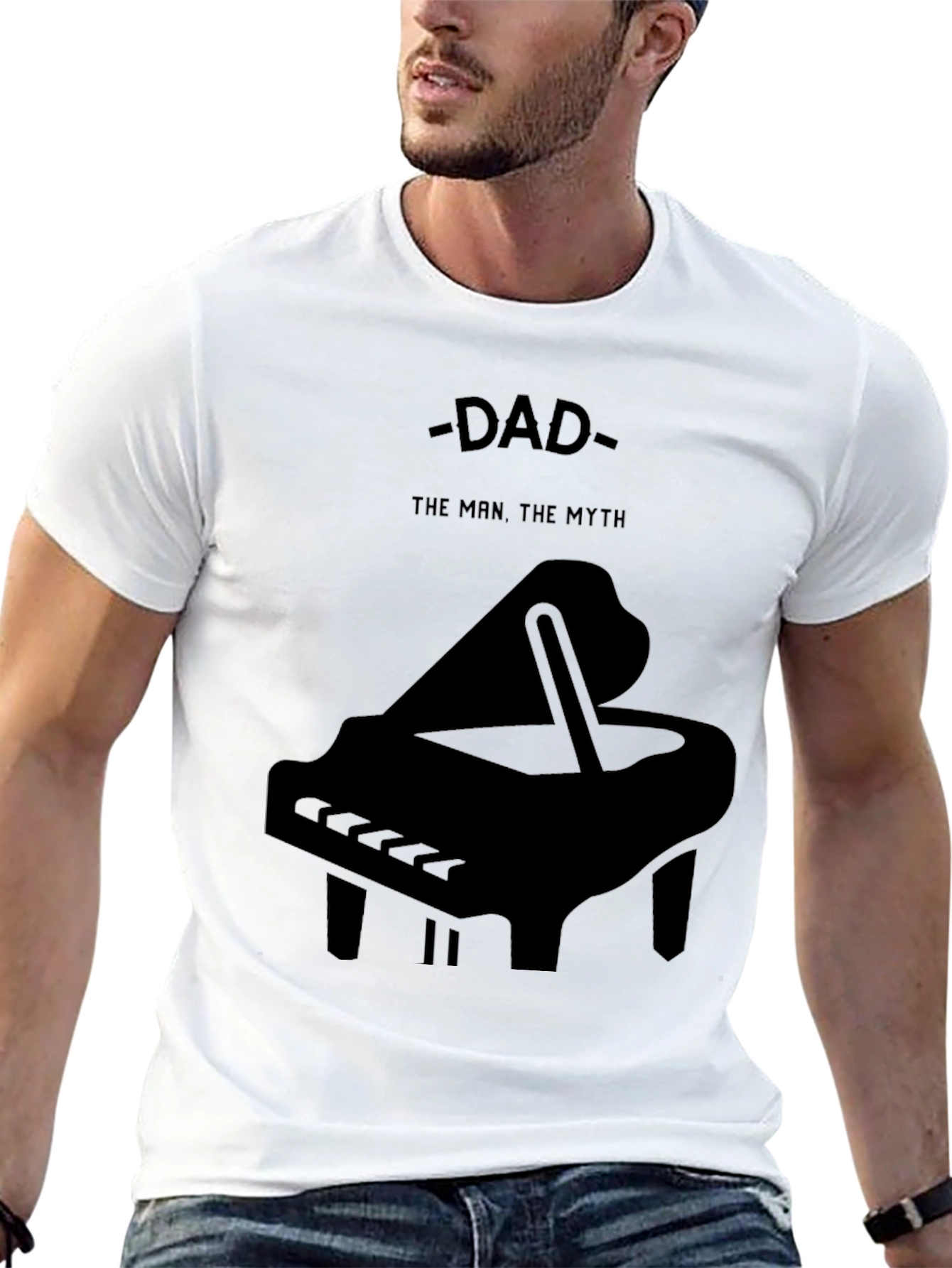 Black Dad The Man The Myth Piano Graphic T-Shirt view 13