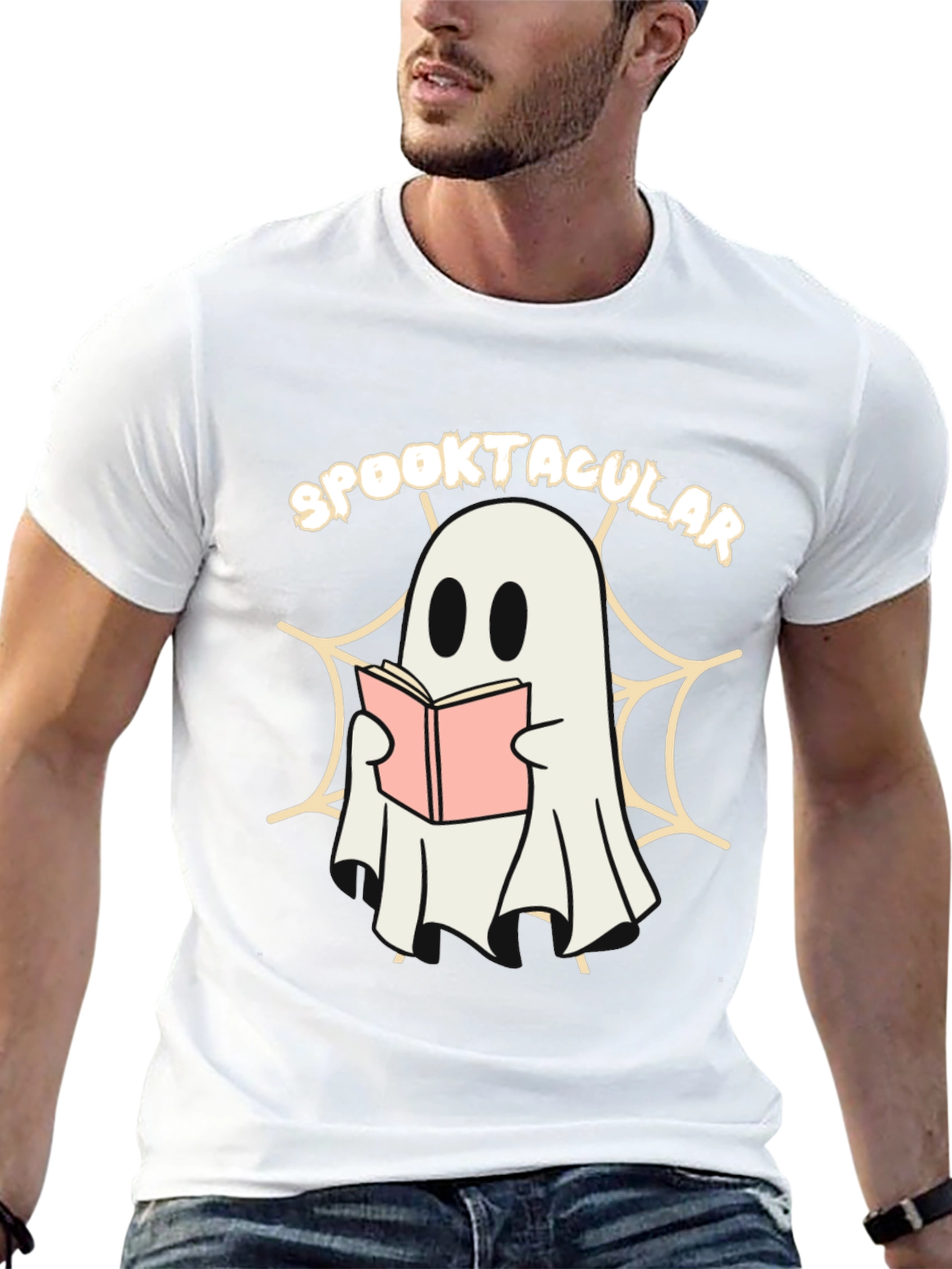 Black Spooktacular Ghost Reading Book T-Shirt view 13