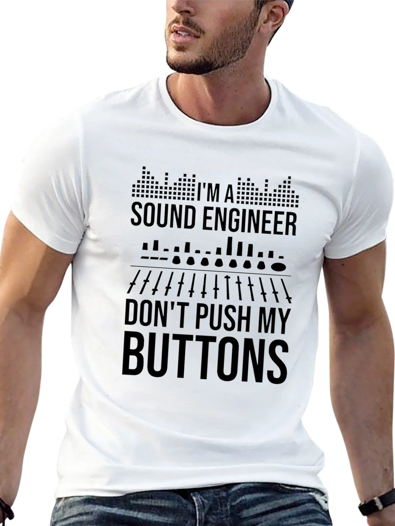 Black Sound Engineer Don't Push My Buttons Graphic Tee view 13