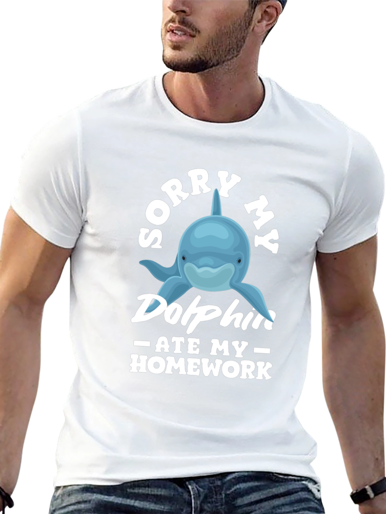 Black Sorry My Dolphin Ate My Homework T-Shirt view 13