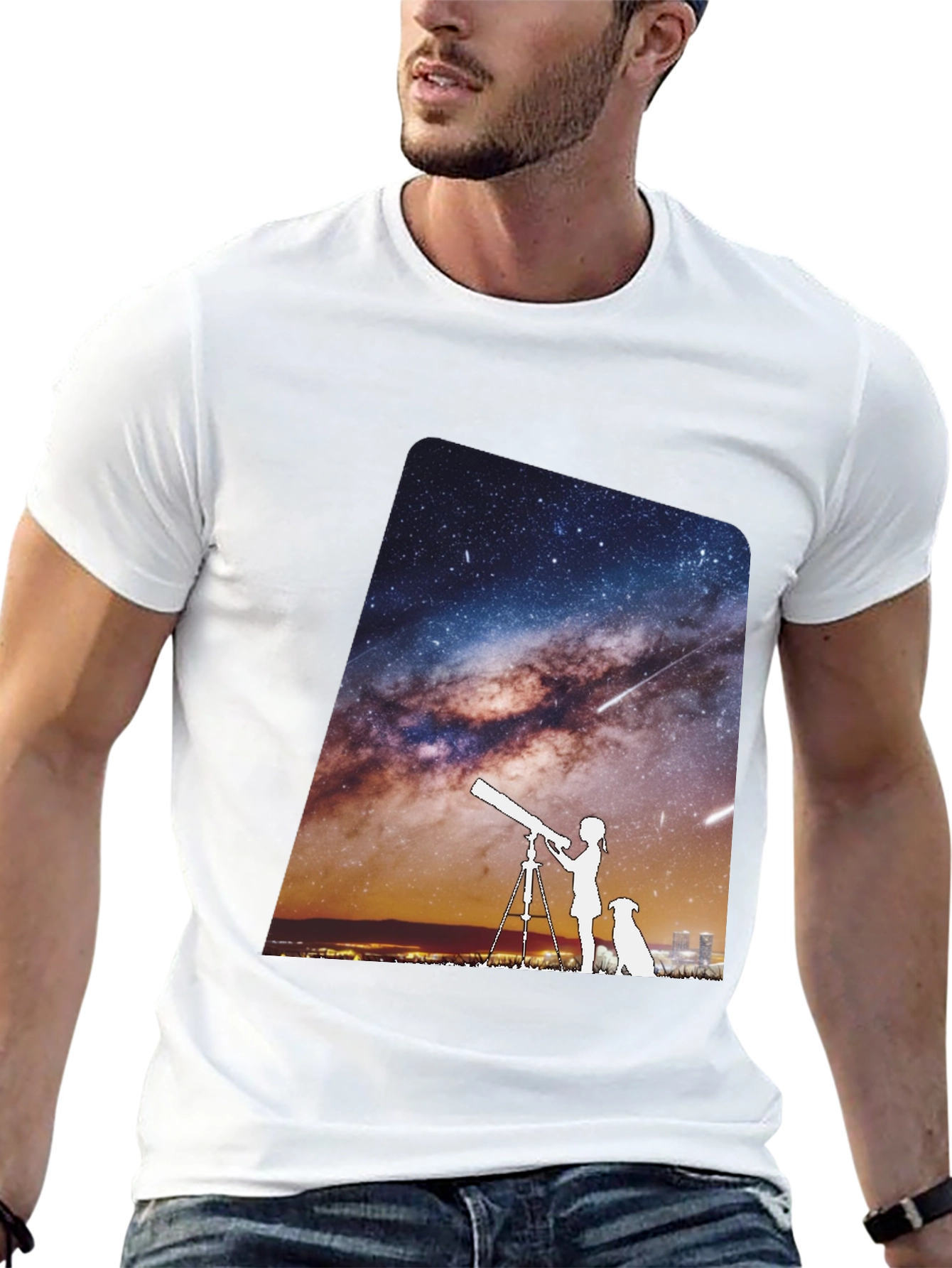 Black Starry Night Tee - Unisex Premium Cotton T-Shirt view 13