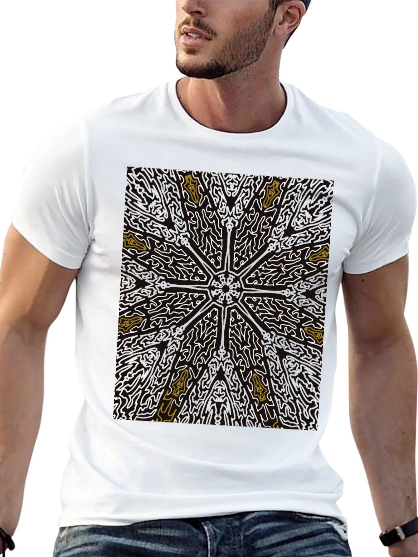Black Abstract Starburst Graphic Tee - Black view 13