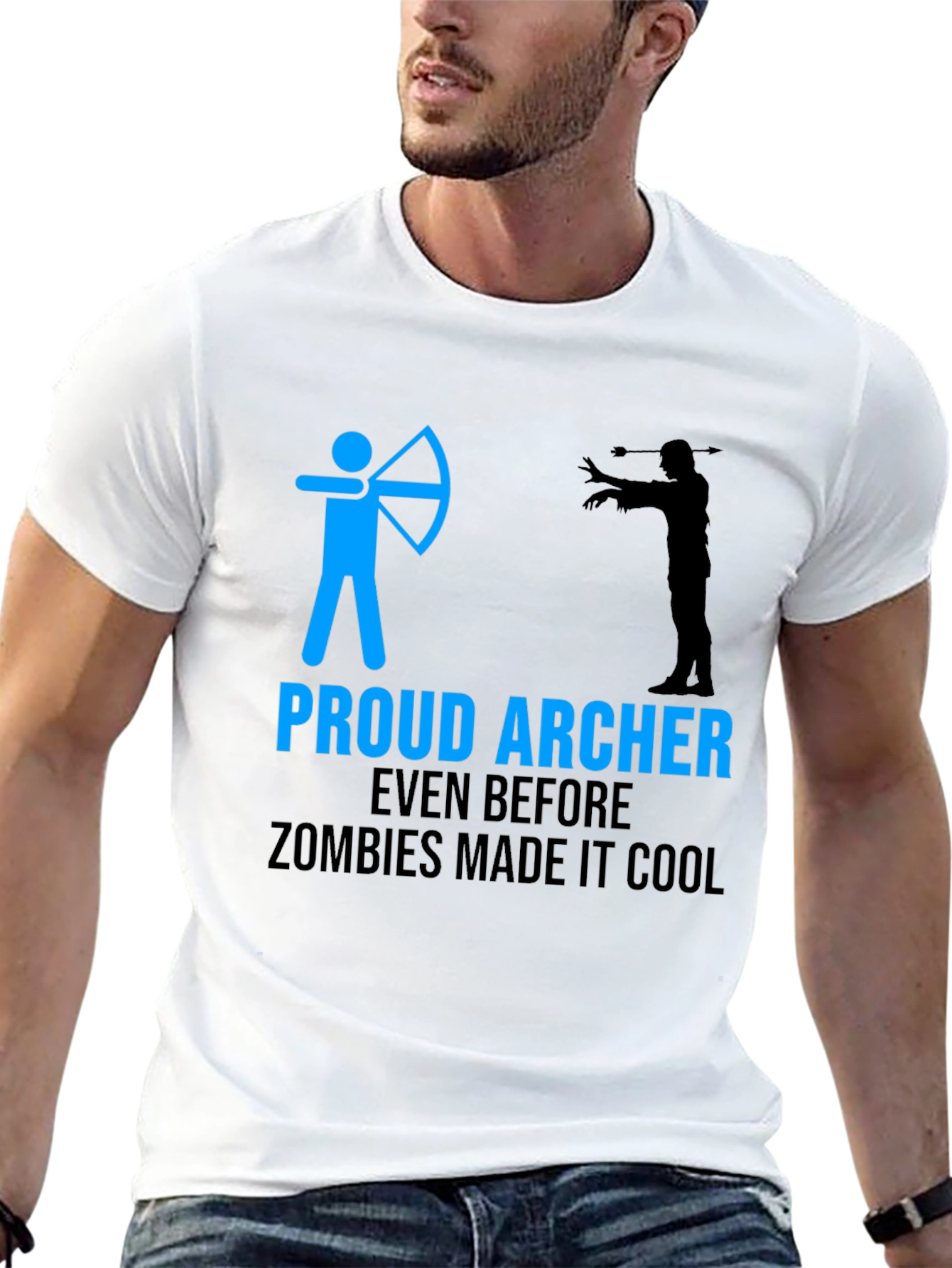 Black Proud Archer Zombie Funny T-Shirt view 13