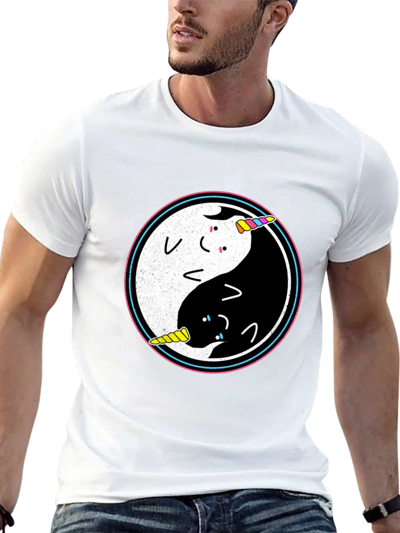 Black Yin Yang Unicorn T-Shirt view 13