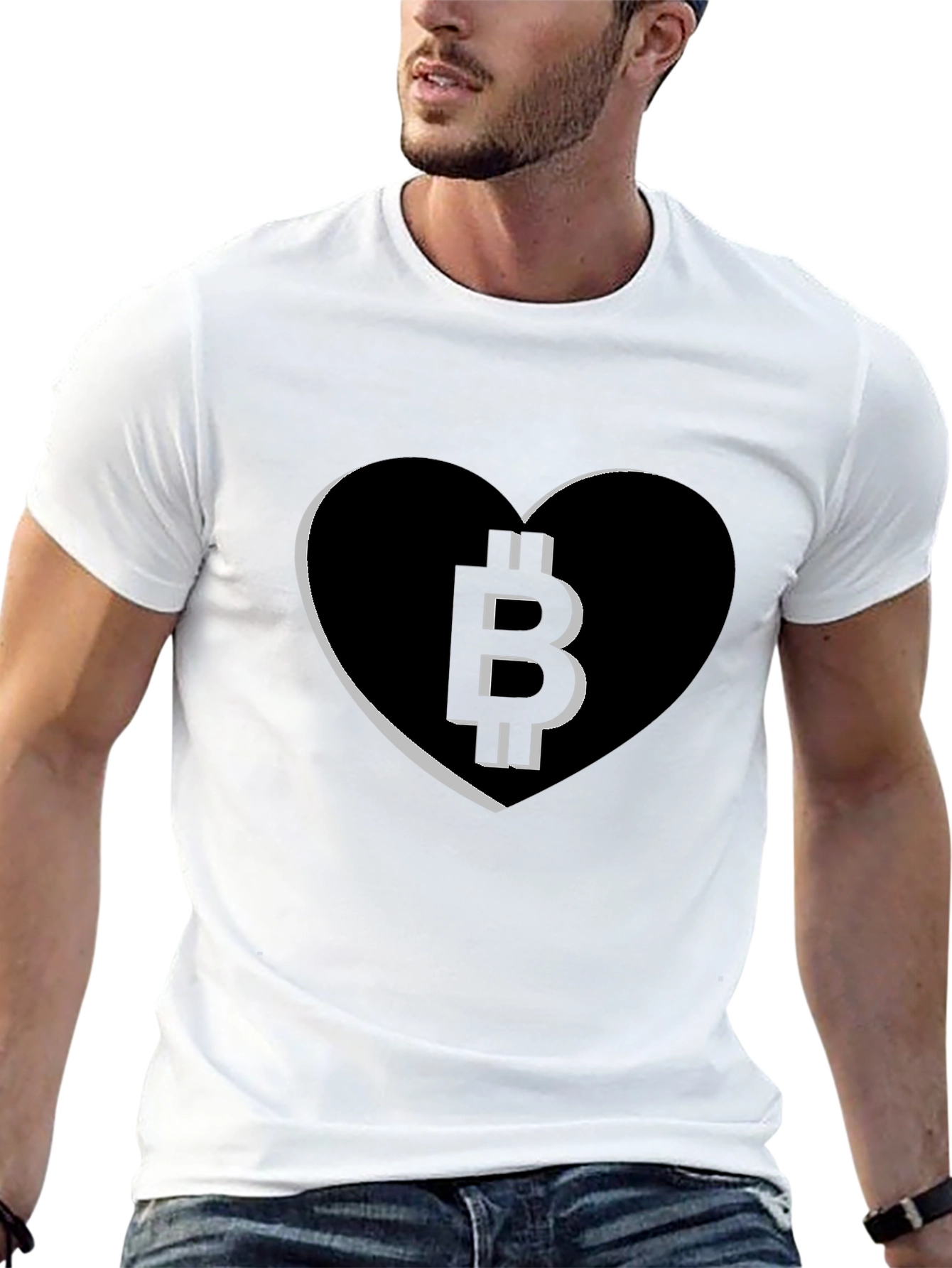 Black Bitcoin Heart Tee - Crypto Love T-Shirt view 13