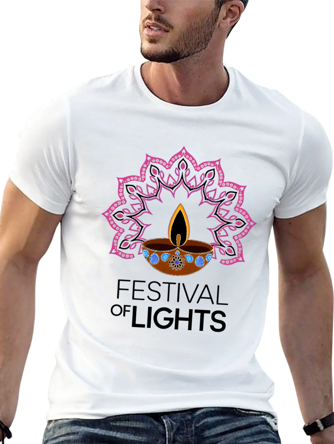 Black Festival of Lights Graphic T-Shirt view 13