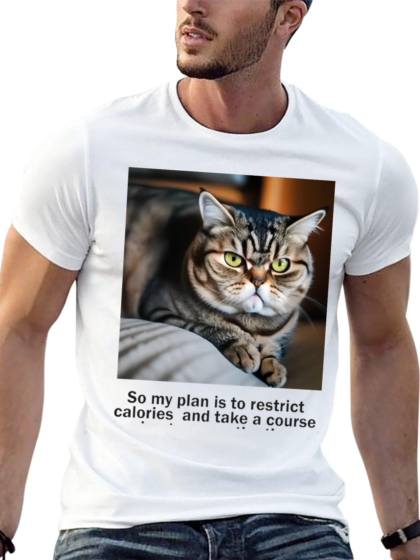 Black Funny Cat Graphic T-Shirt - Unisex Black Tee view 13