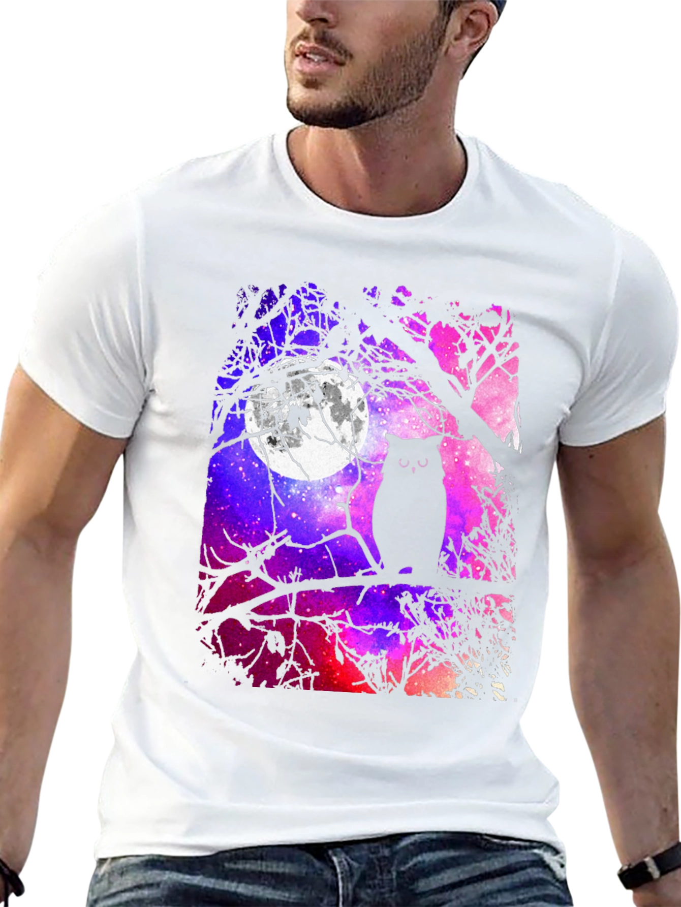 Owl Galaxy Graphic Tee - Men's Black T-Shirt - 13