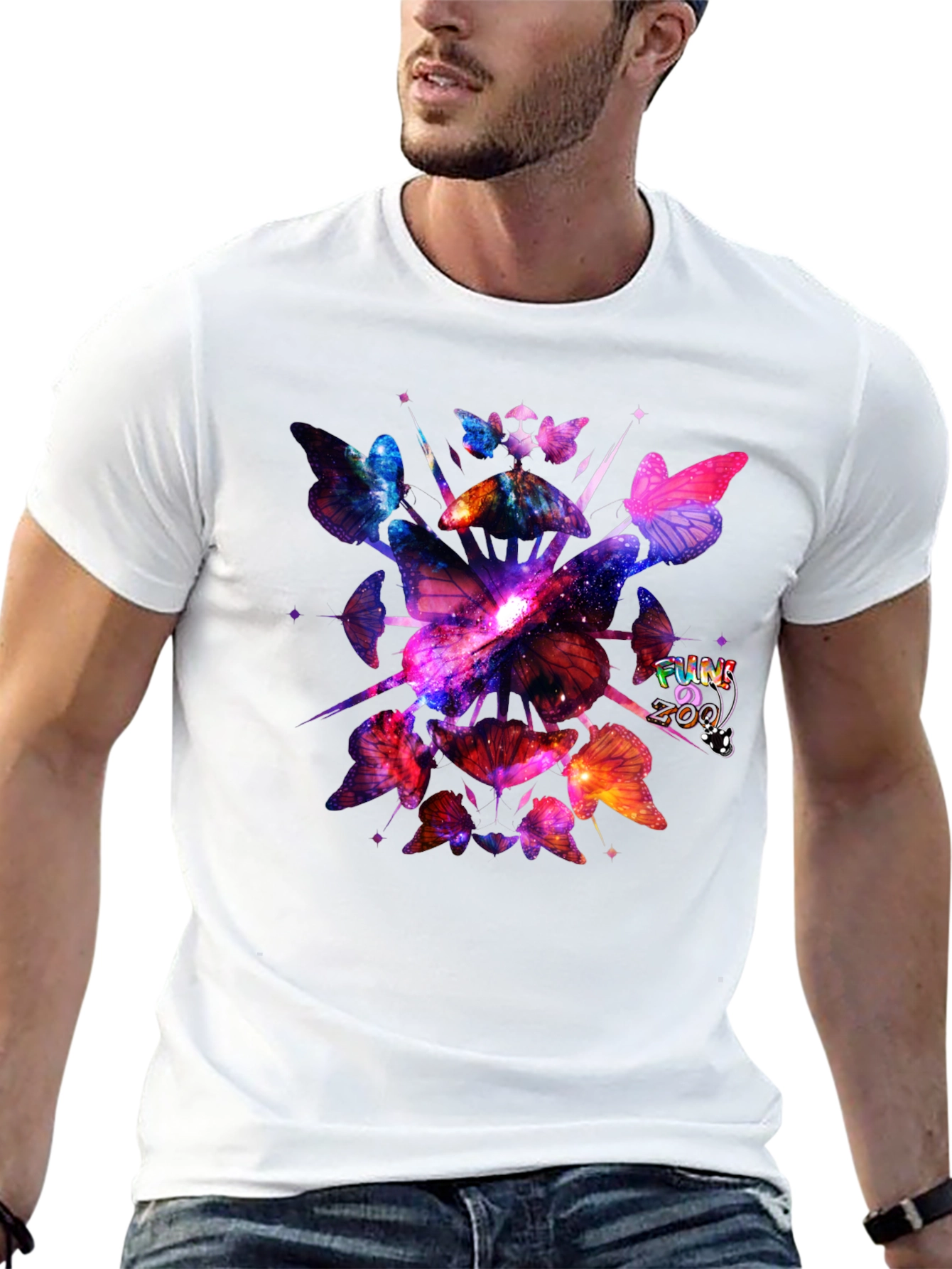 Black Galaxy Butterfly Graphic Black T-Shirt view 13
