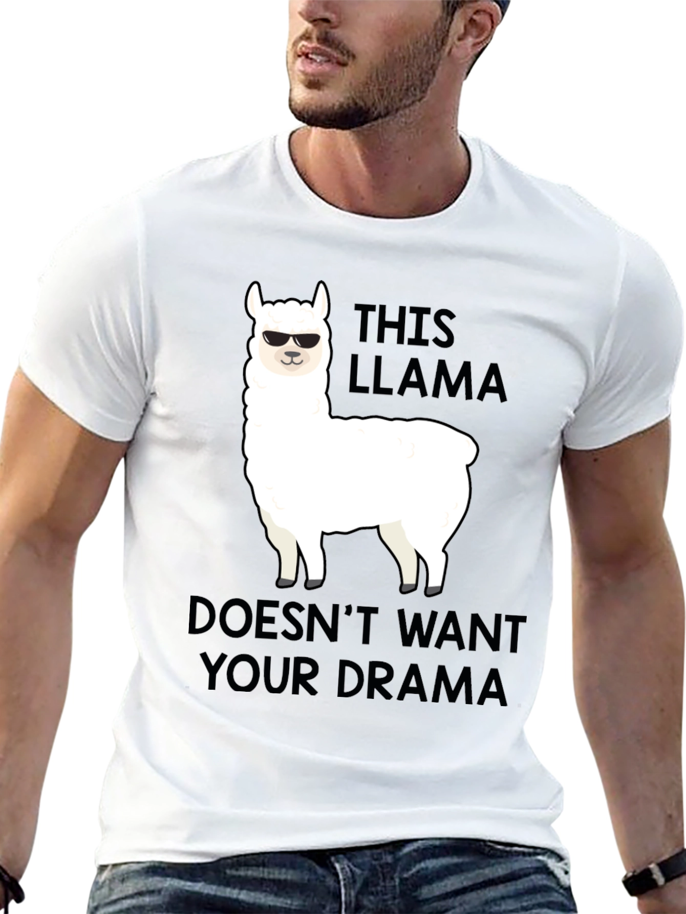Black Llama Drama T-Shirt: Funny Graphic Tee for Men view 13