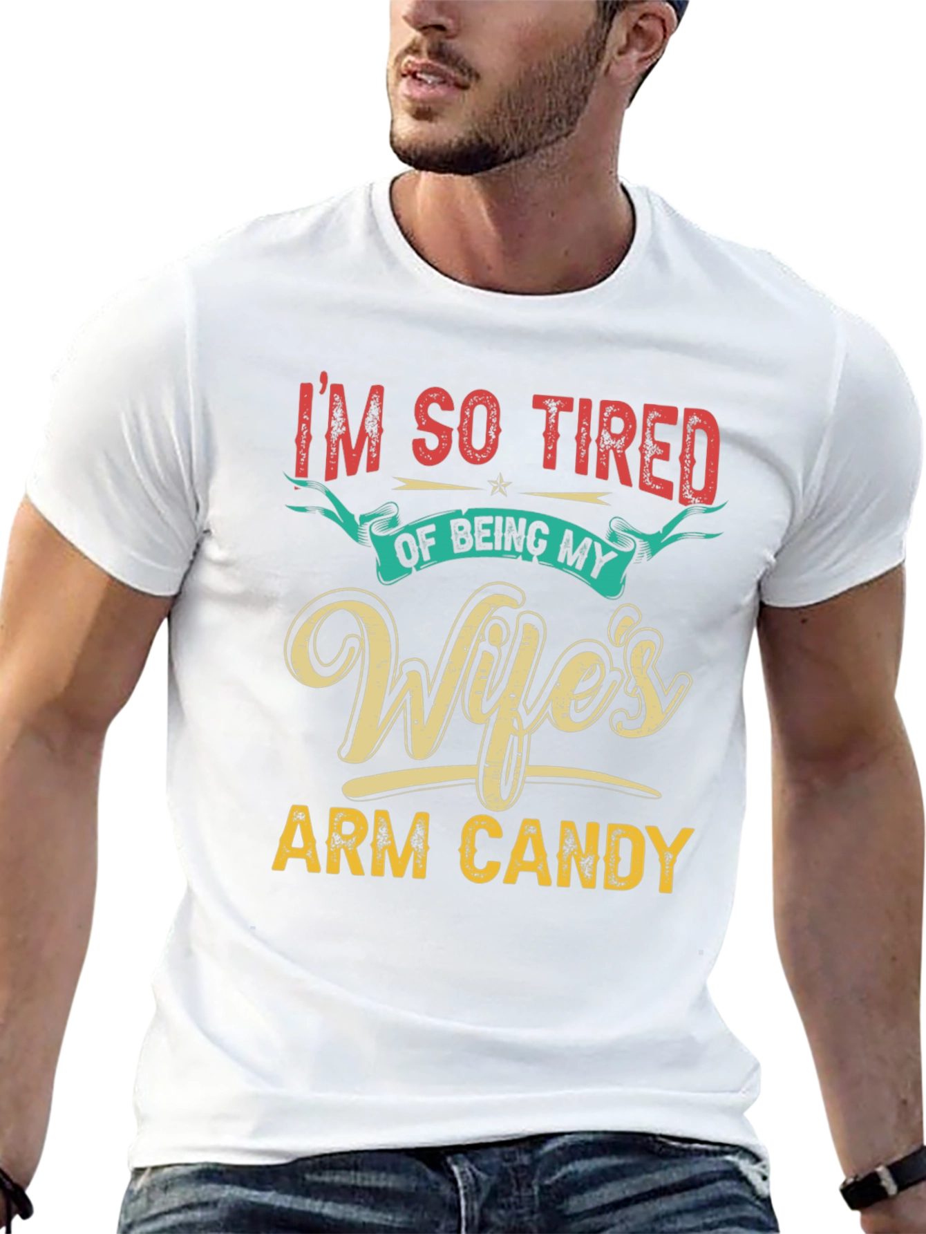 Black Wife's Arm Candy Funny Men's T-Shirt view 13