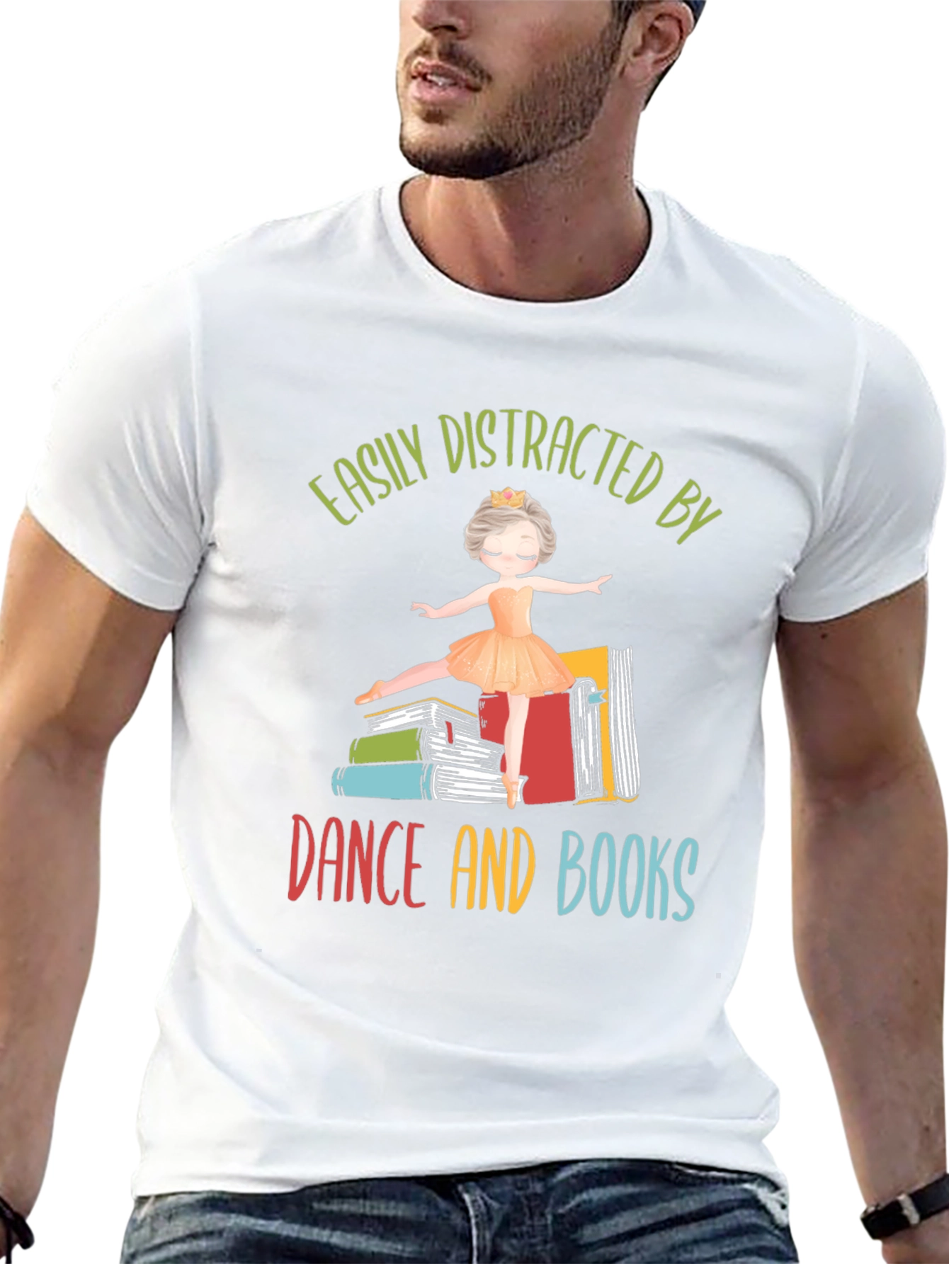Black Easily Distracted By Dance and Books T-Shirt view 13