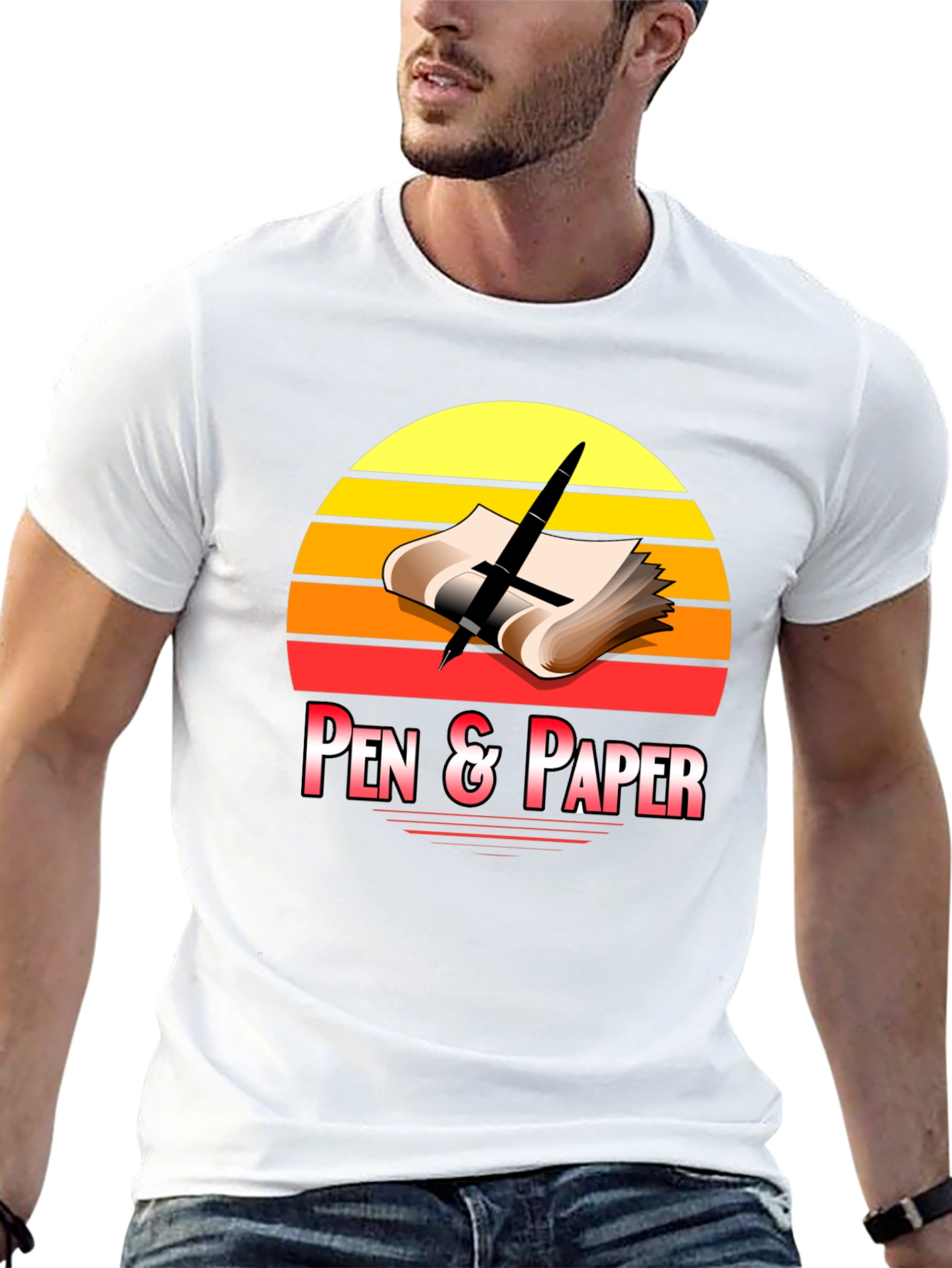Black Pen and Paper Graphic Tee Retro Design view 13