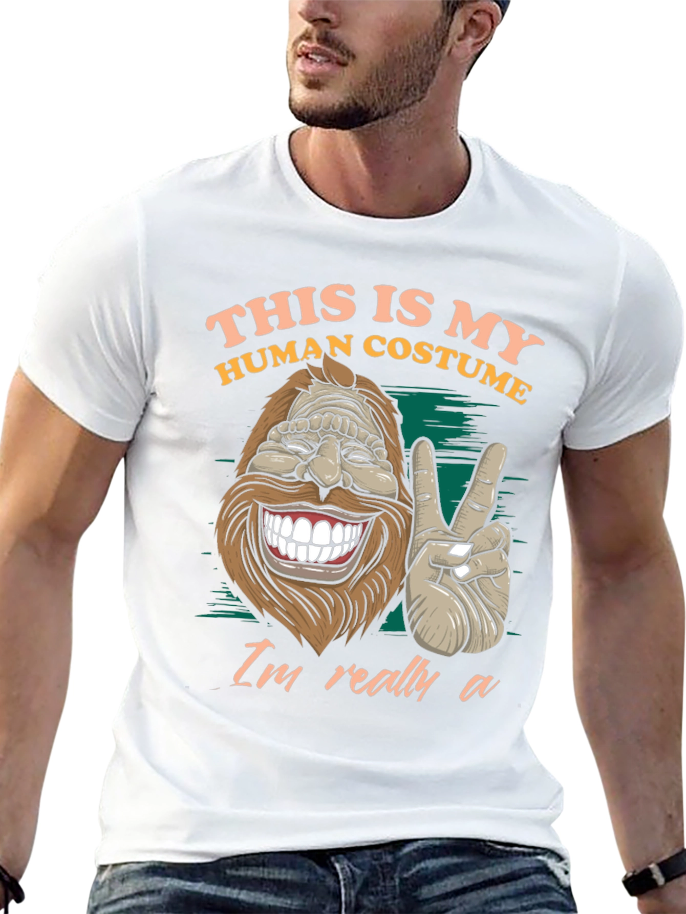 Black This Is My Human Costume Funny Bigfoot T-Shirt view 13