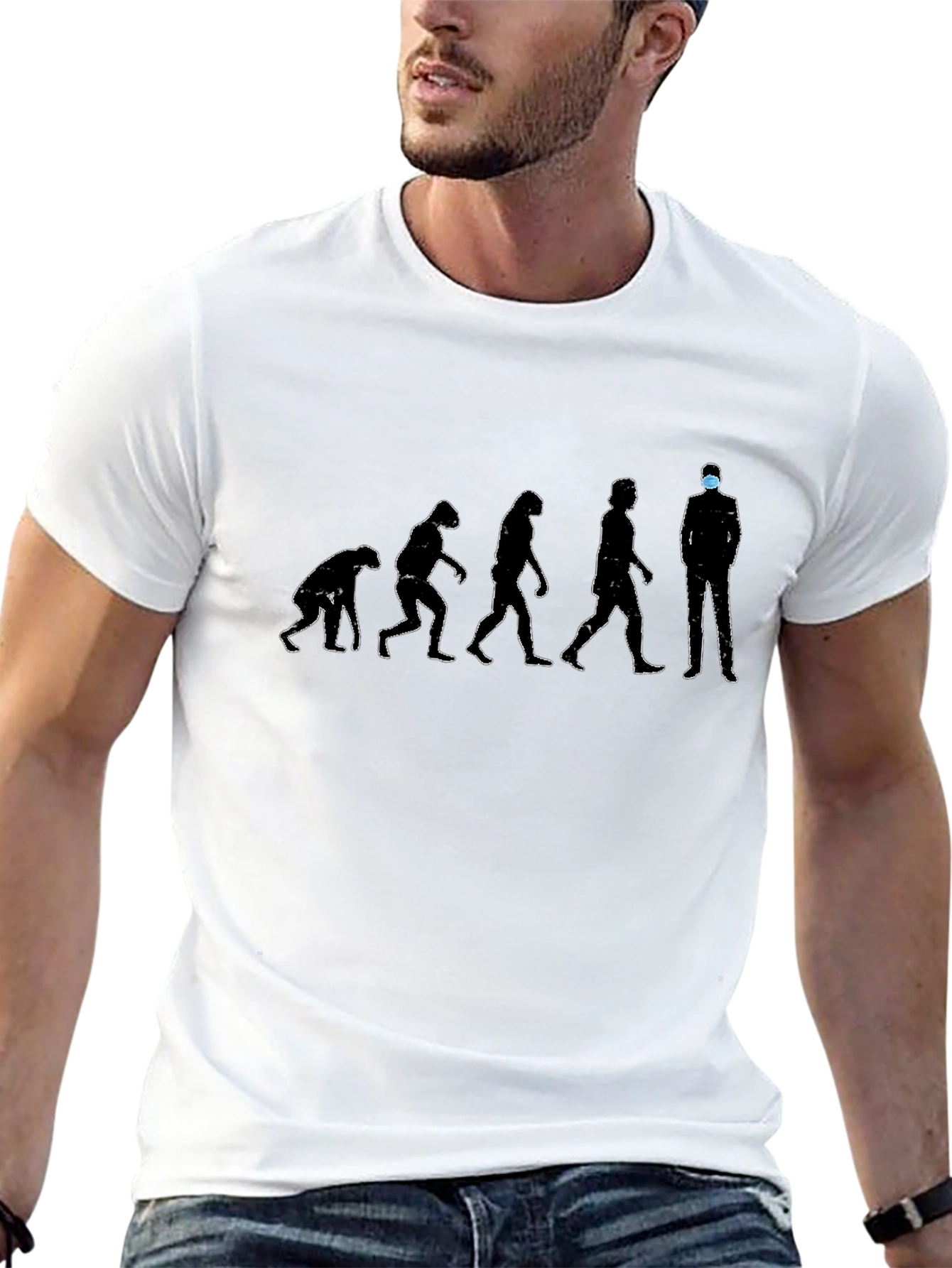 Black Evolution of Man T-Shirt - Masked Edition view 13