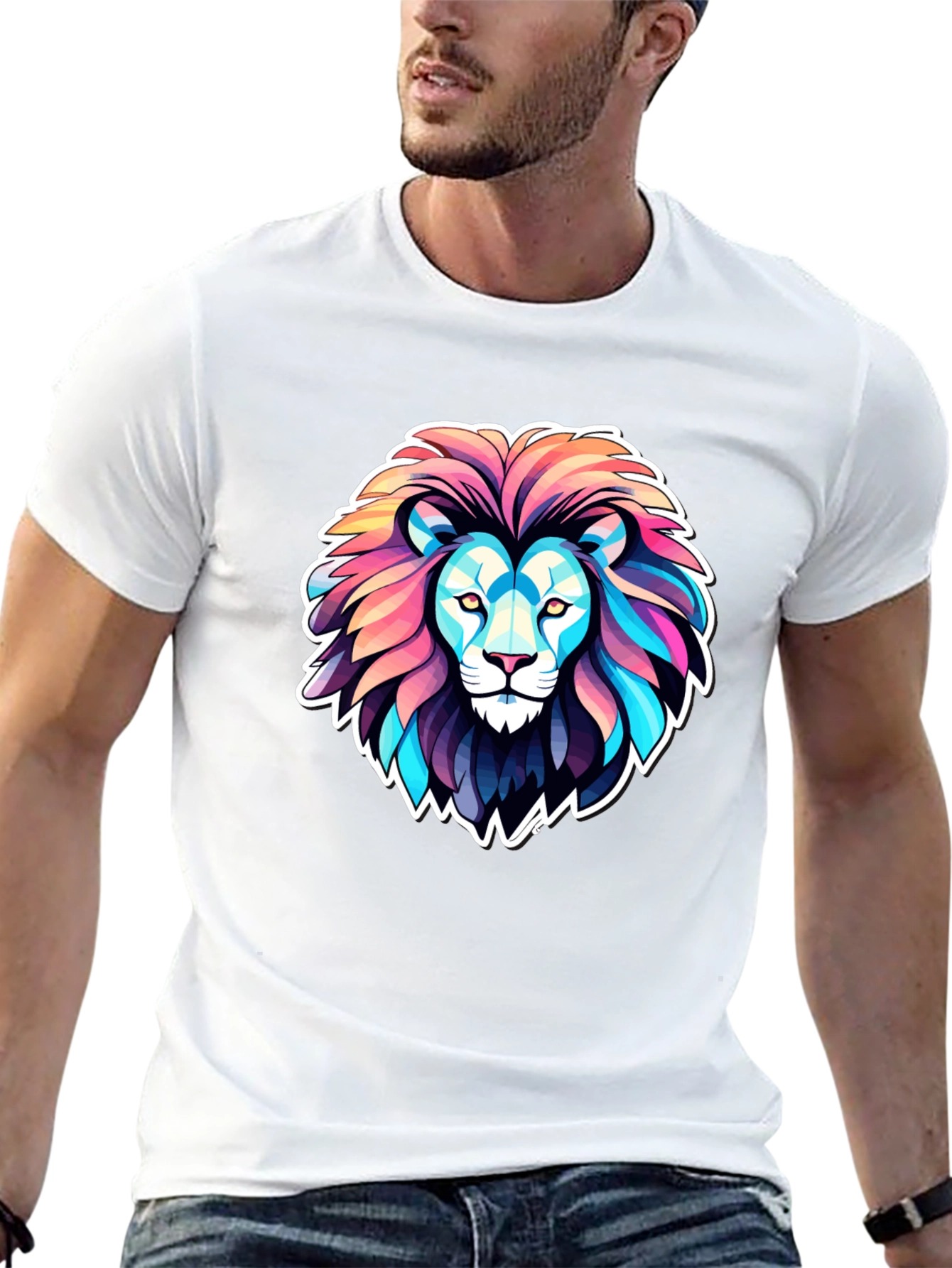 Black Vibrant Lion Graphic Tee - Bold Statement Shirt view 13