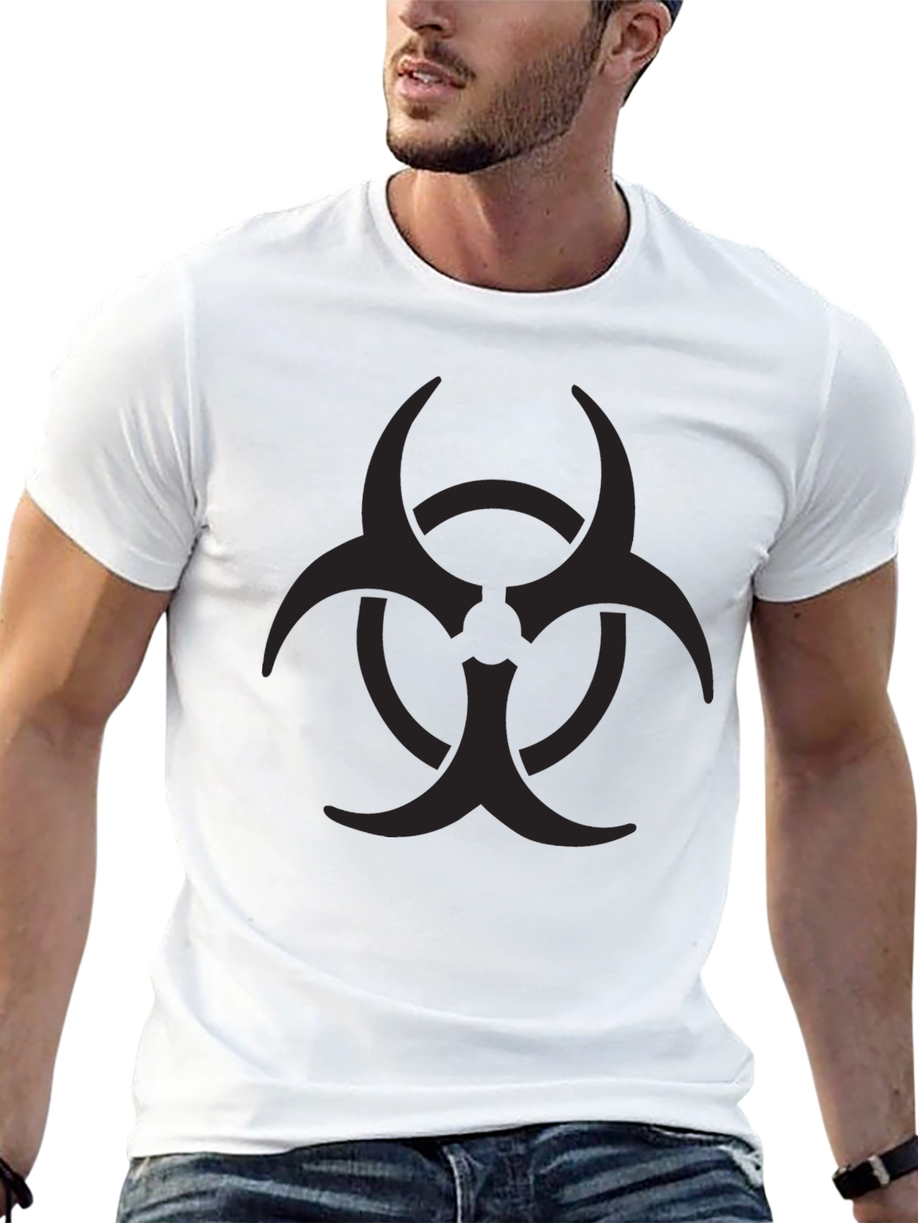 Black Biohazard Symbol Black T-Shirt view 13