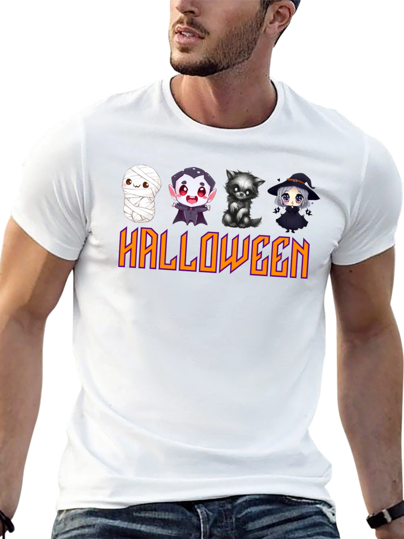 Black Halloween Cartoon Character T-Shirt view 13