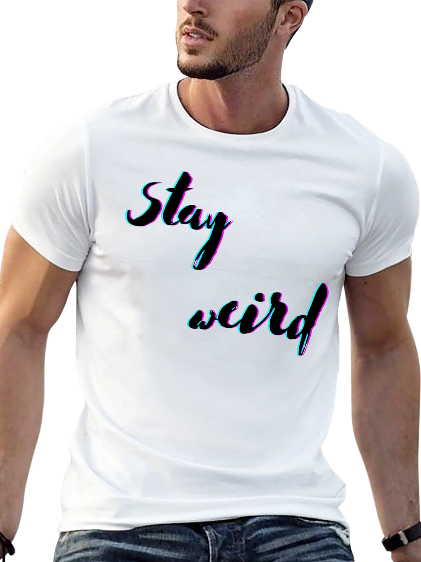 Black Stay Weird Graphic Tee - Men's Black T-Shirt view 13