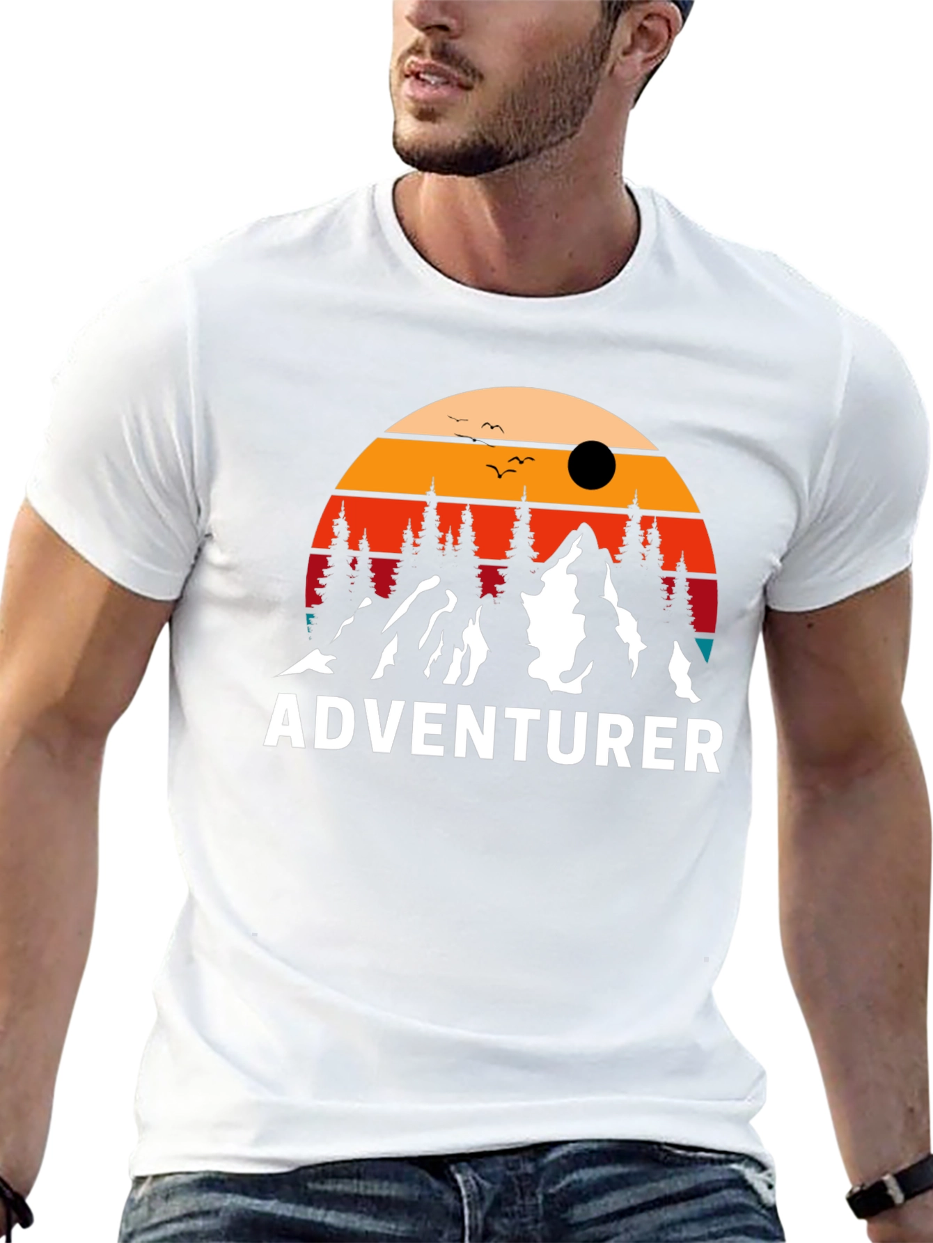 Black Adventurer Graphic T-Shirt - Mountain Design view 13