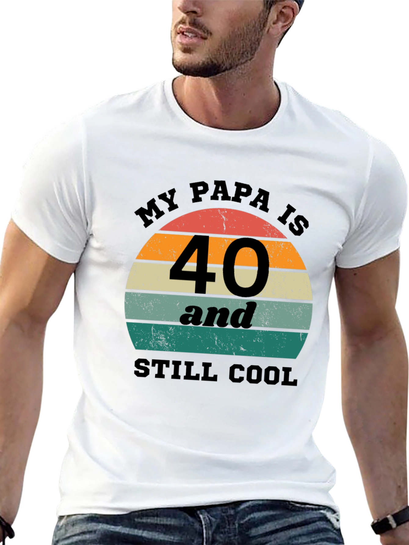 Black Funny "My Papa is 40" Birthday T-Shirt view 13