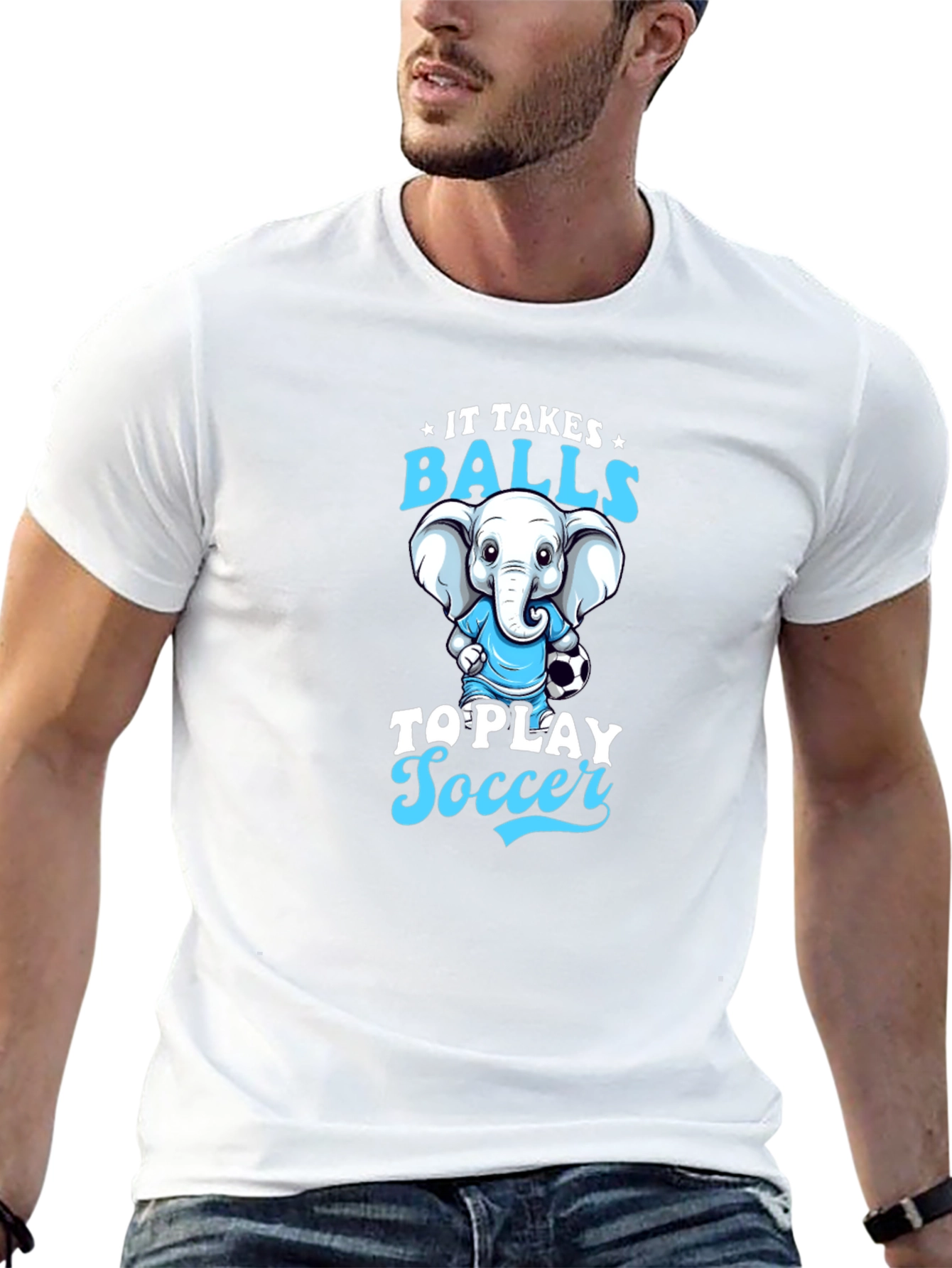 Black Funny Elephant Soccer T-Shirt view 13