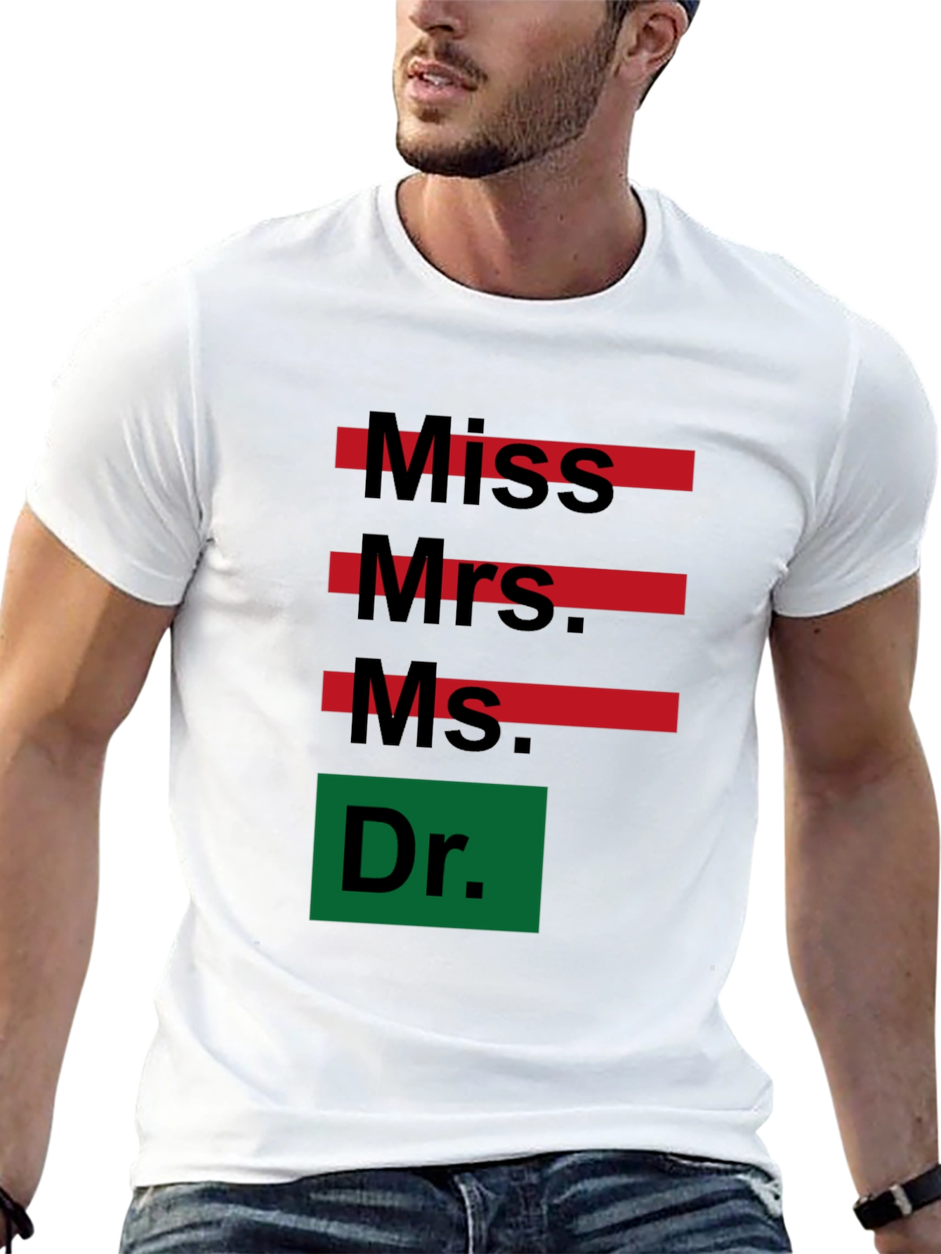 Black Empowered Women T-Shirt: Miss, Mrs, Ms, Dr - Black Cotton Tee view 13