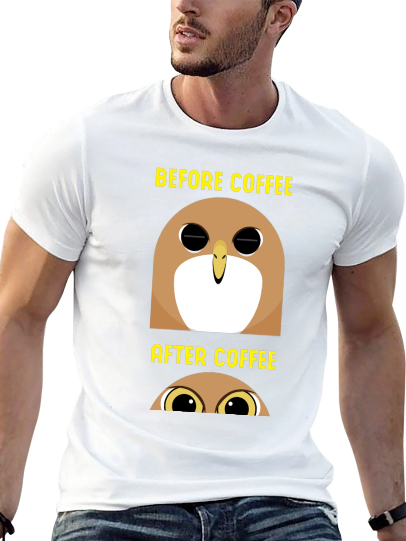 Black Before & After Coffee Owl T-Shirt - Black view 13