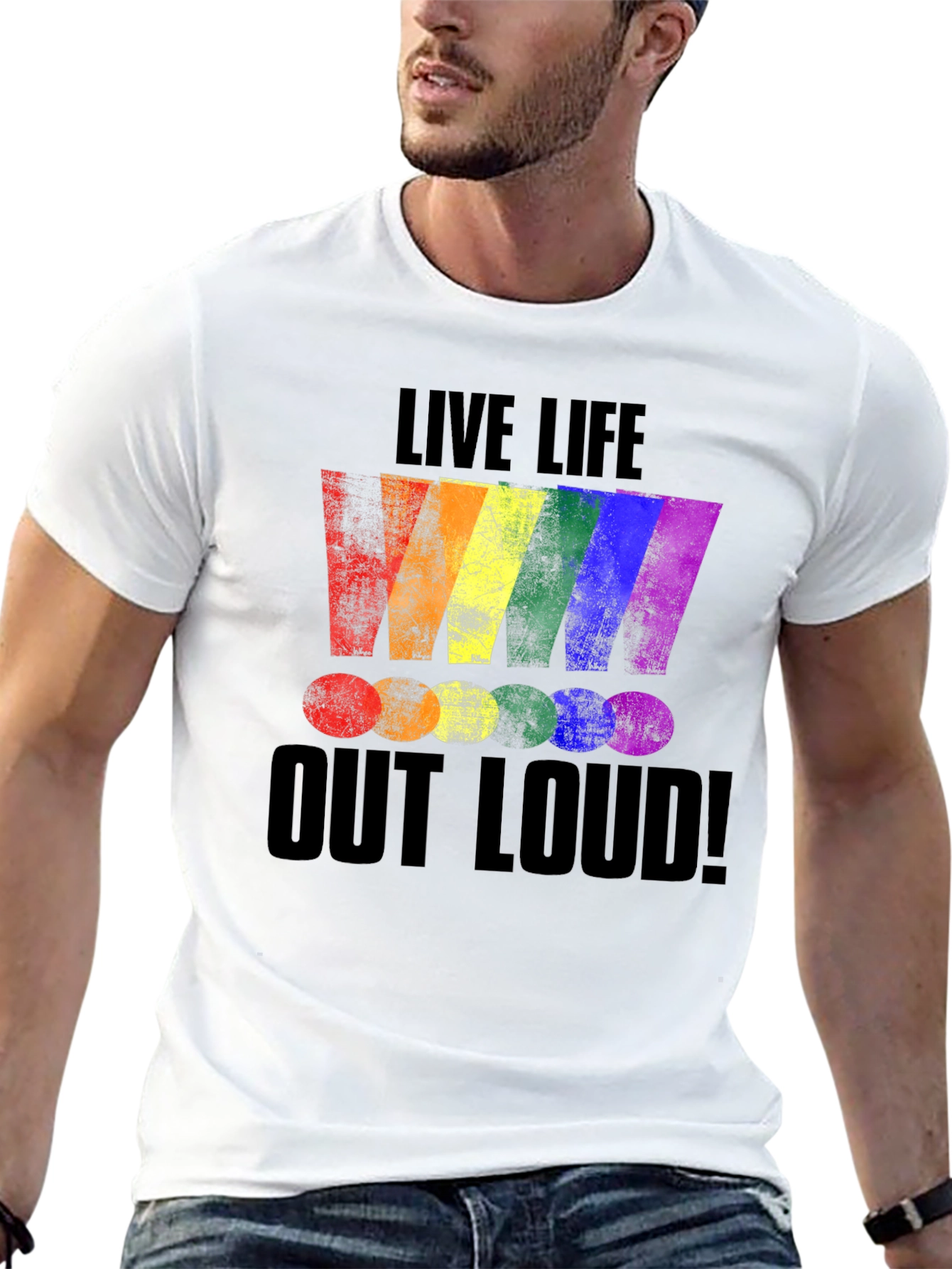 Black Live Life Out Loud Rainbow Graphic T-Shirt view 13