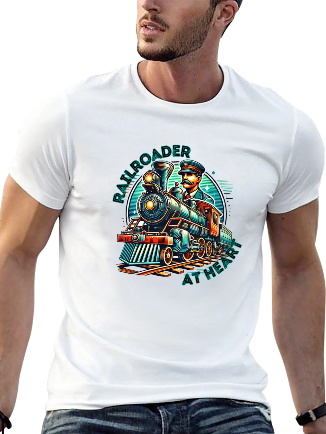 Black Railroader At Heart Graphic Tee view 13