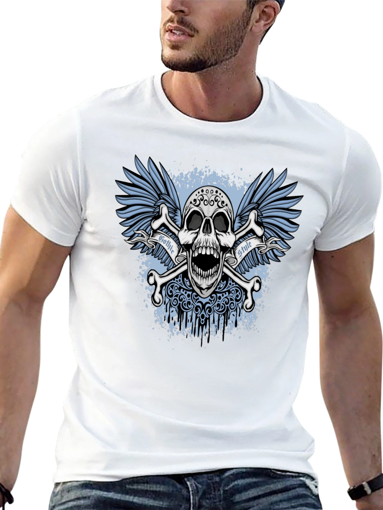 Black Gothic Skull T-Shirt view 13