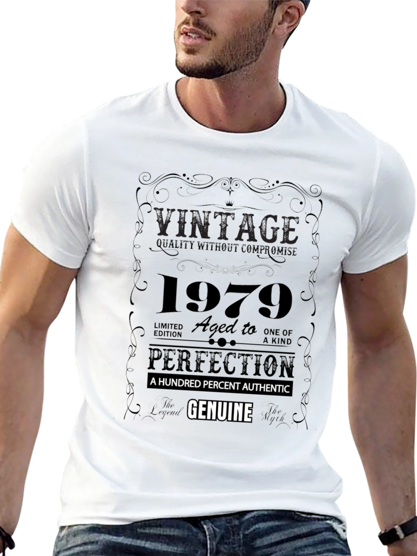 Black Vintage 1979 Aged To Perfection Black T-Shirt view 13